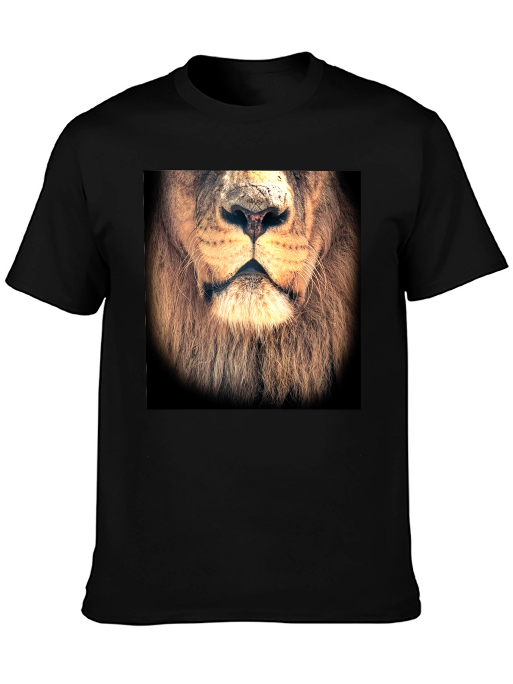 Lion Face Graphic Print Black T-Shirt