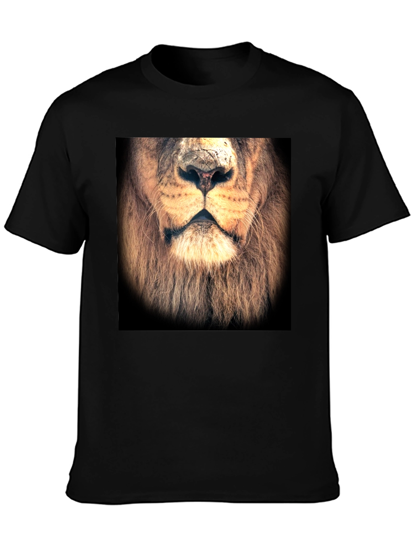 Lion Face Graphic Print Black T-Shirt