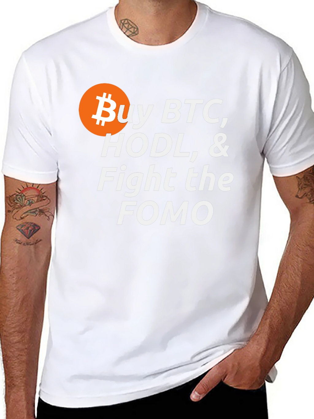 Buy BTC HODL Fight FOMO Crypto T-Shirt