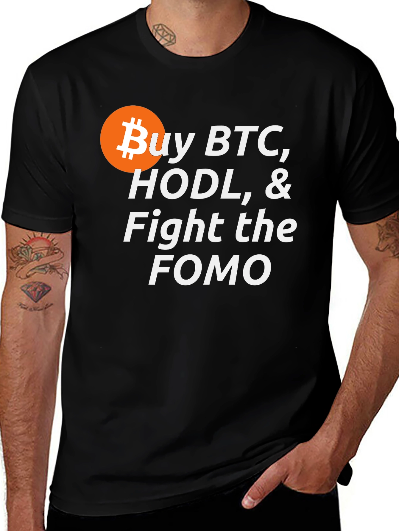 Buy BTC HODL Fight FOMO Crypto T-Shirt