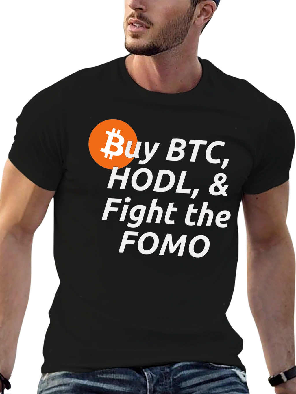 Buy BTC HODL Fight FOMO Crypto T-Shirt