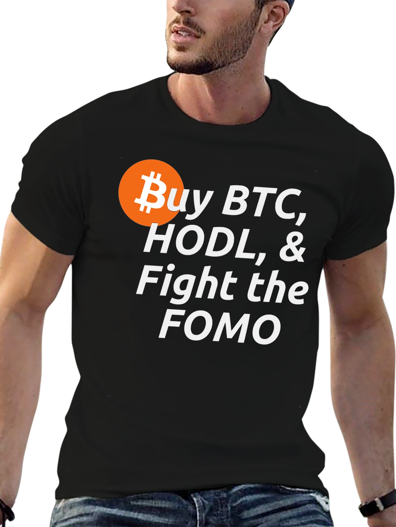 Buy BTC HODL Fight FOMO Crypto T-Shirt