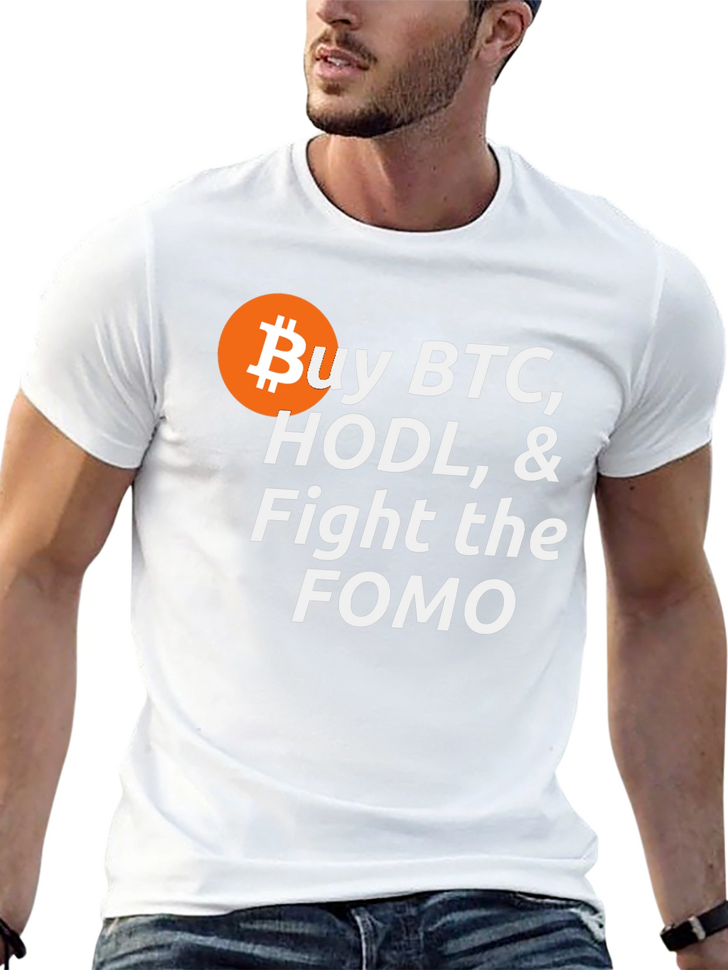 Buy BTC HODL Fight FOMO Crypto T-Shirt