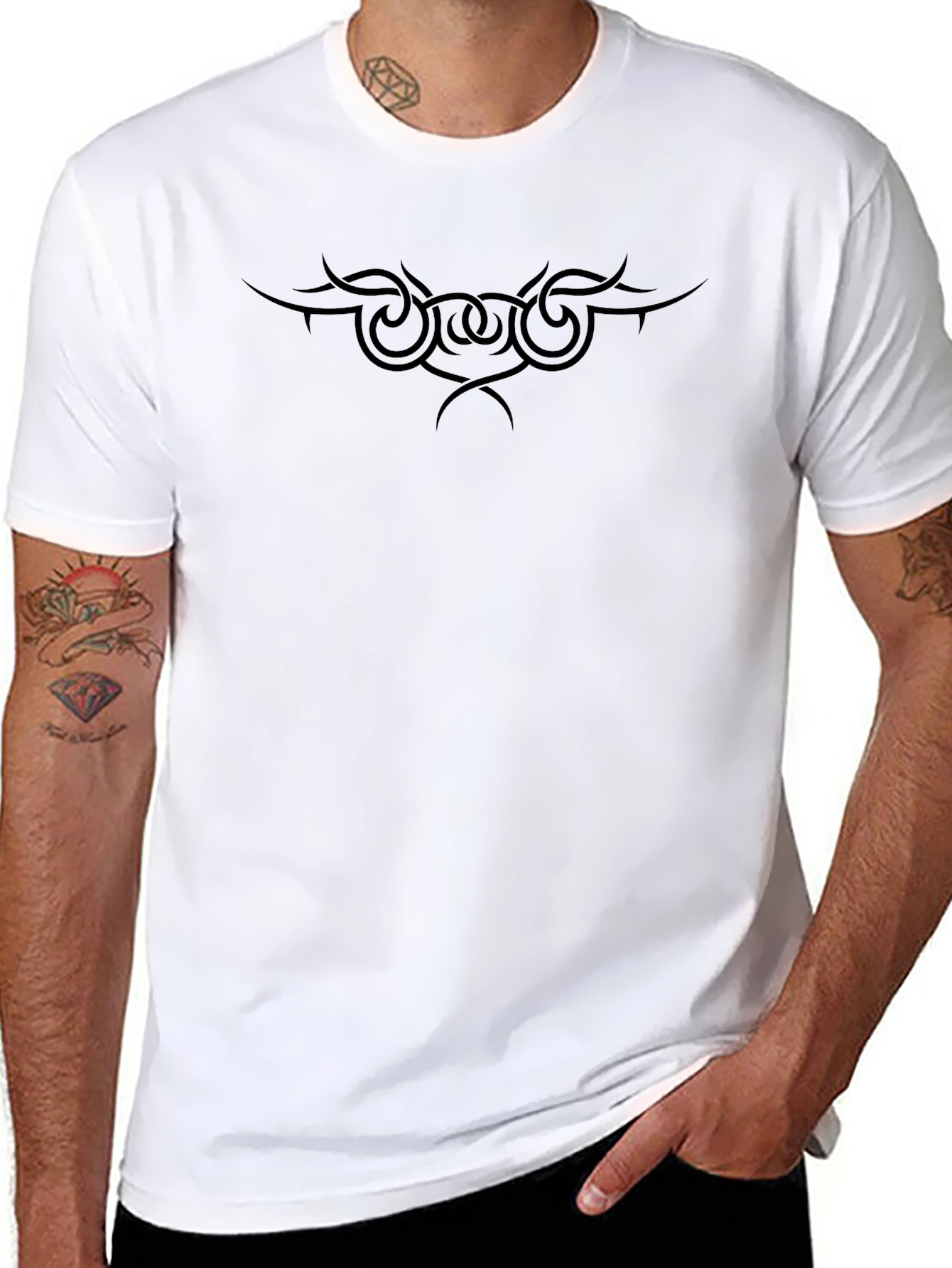 Mens Black Tee with Tribal Graphic