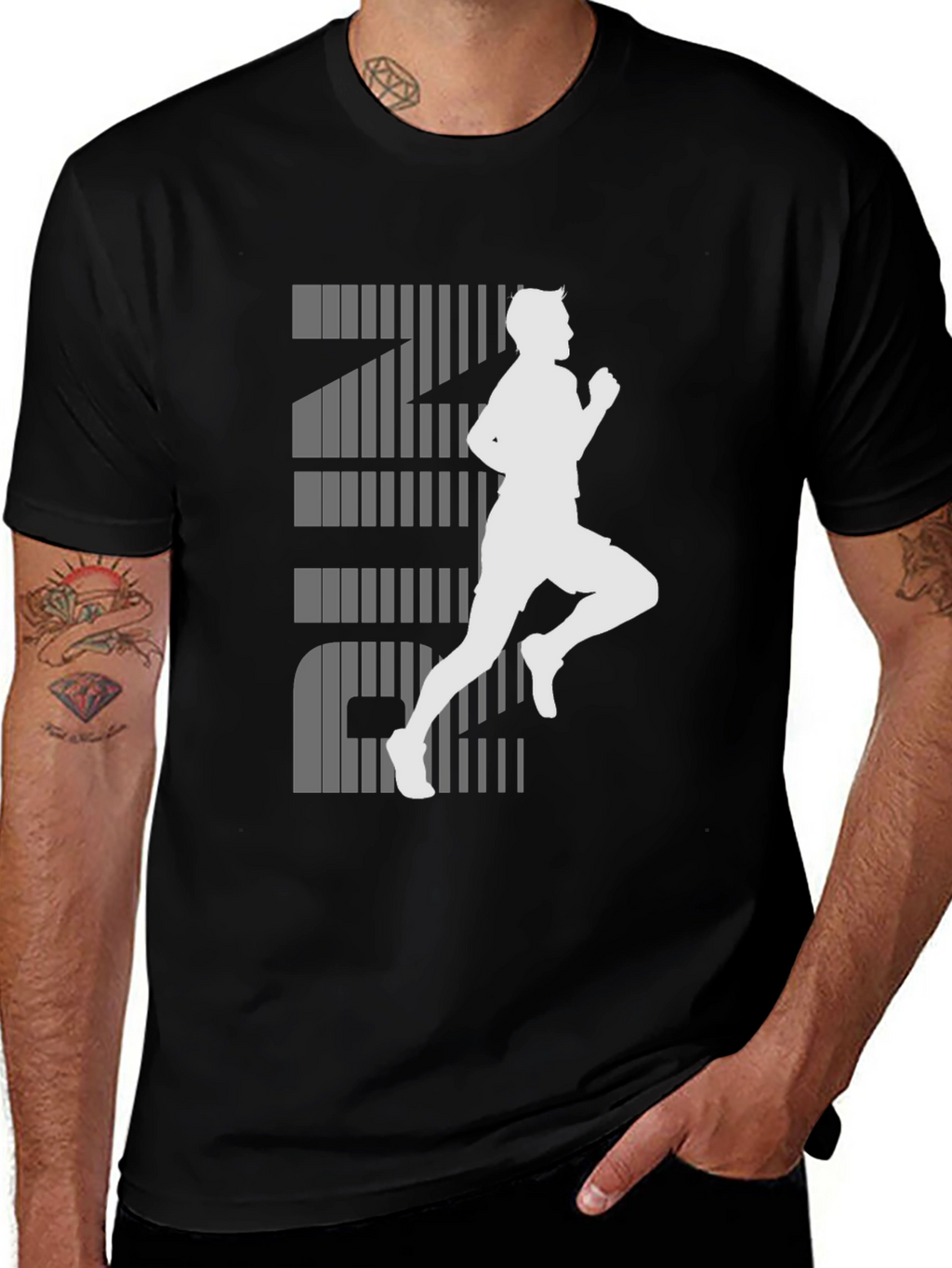 Mens Black RUN Graphic Tee