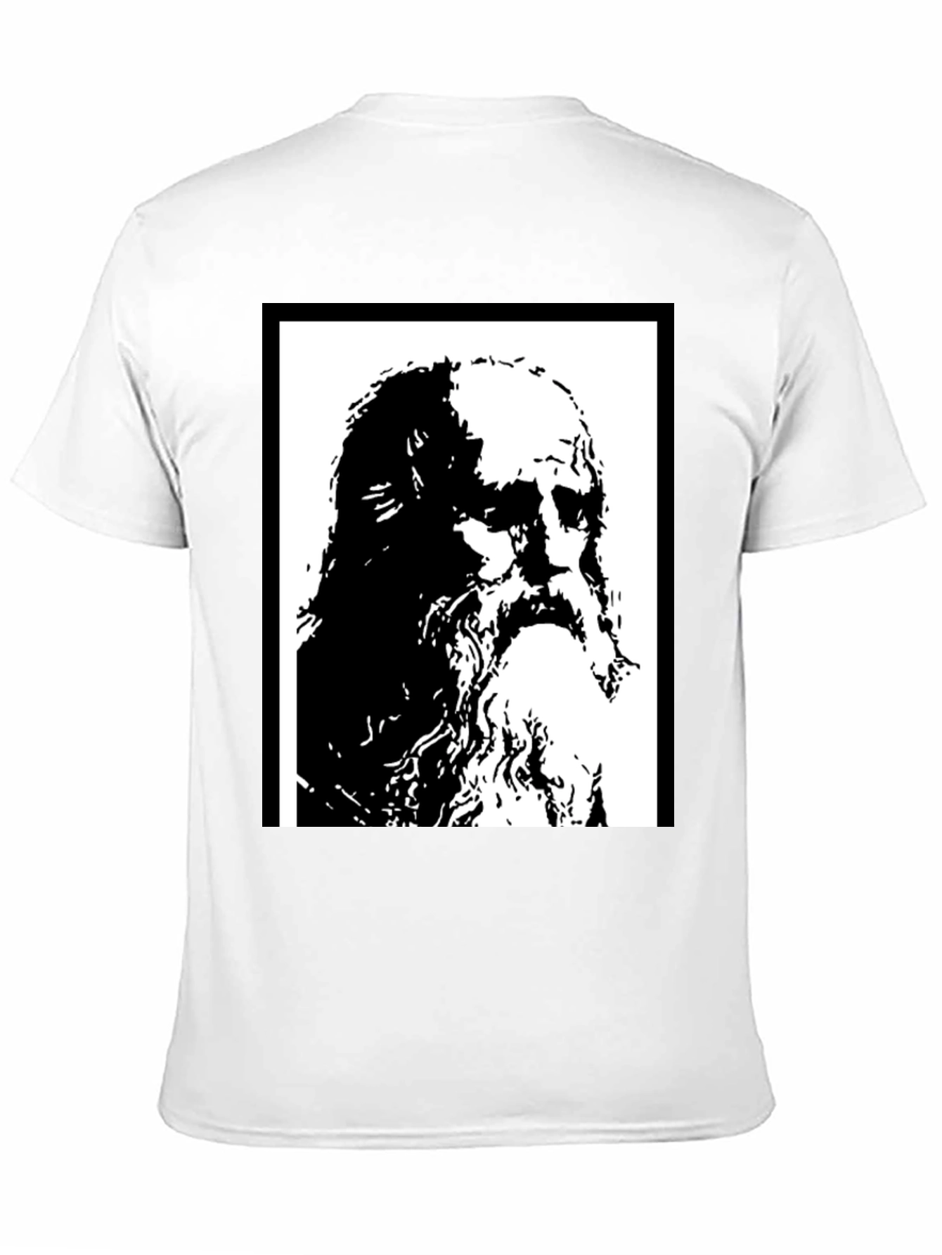 Black T-Shirt with Artistic Portrait Print