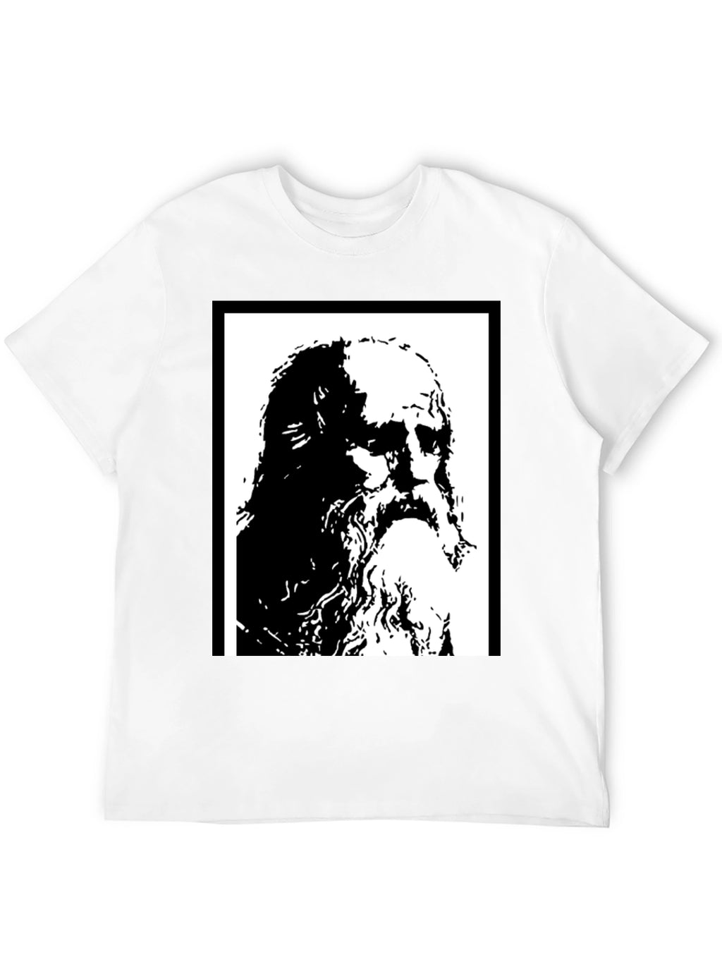 Black T-Shirt with Artistic Portrait Print