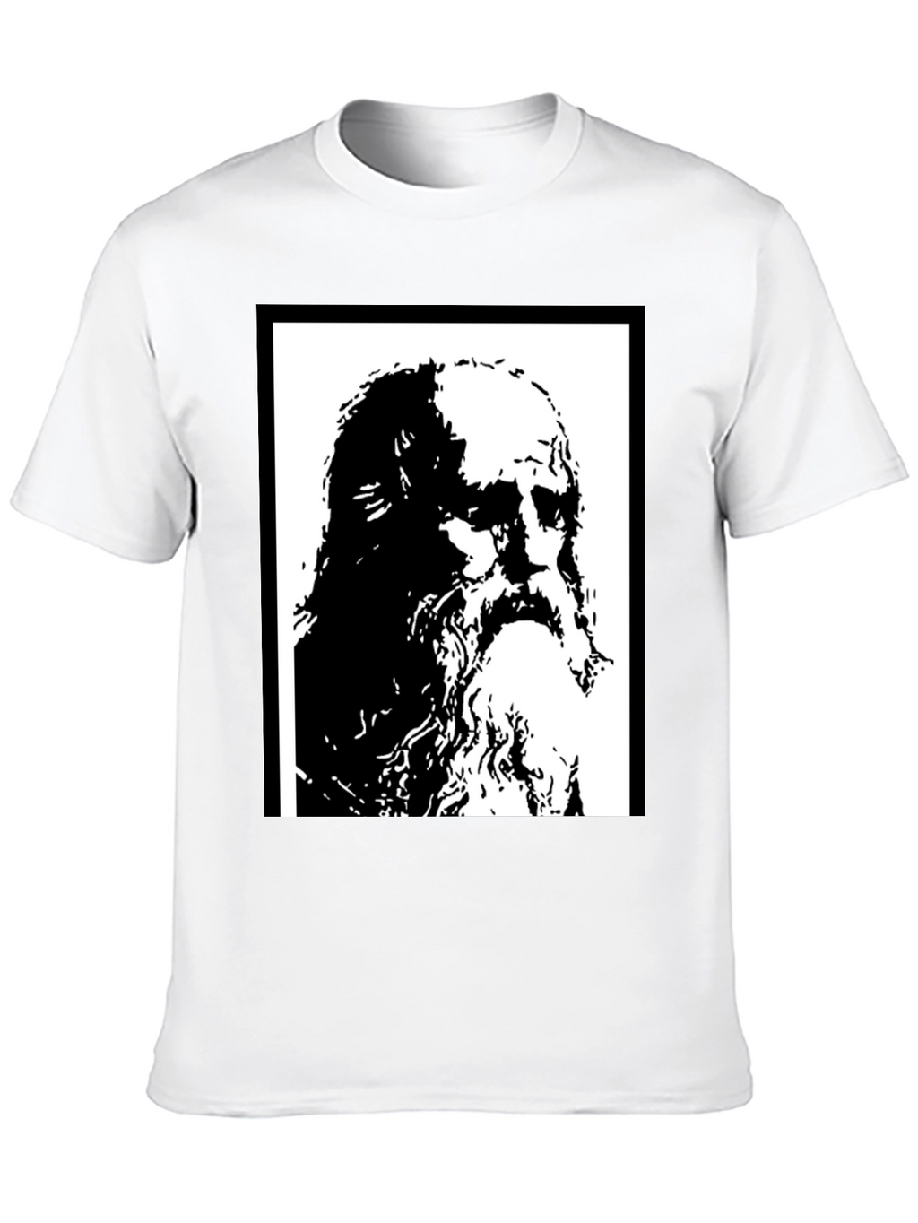 Black T-Shirt with Artistic Portrait Print