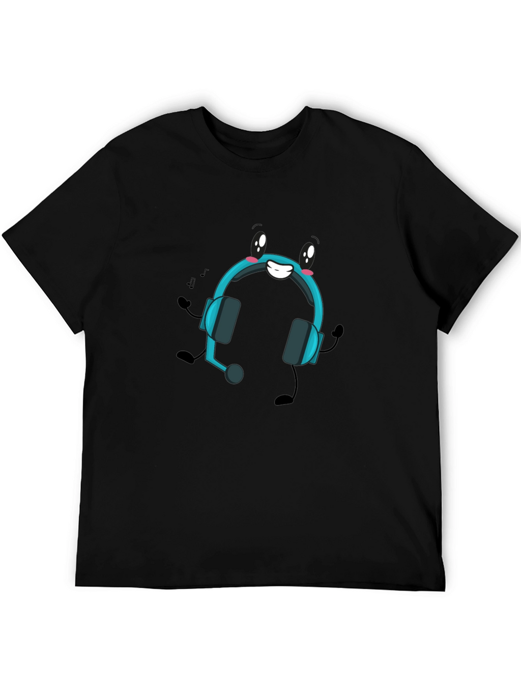 Cartoon Headphone Black T-Shirt