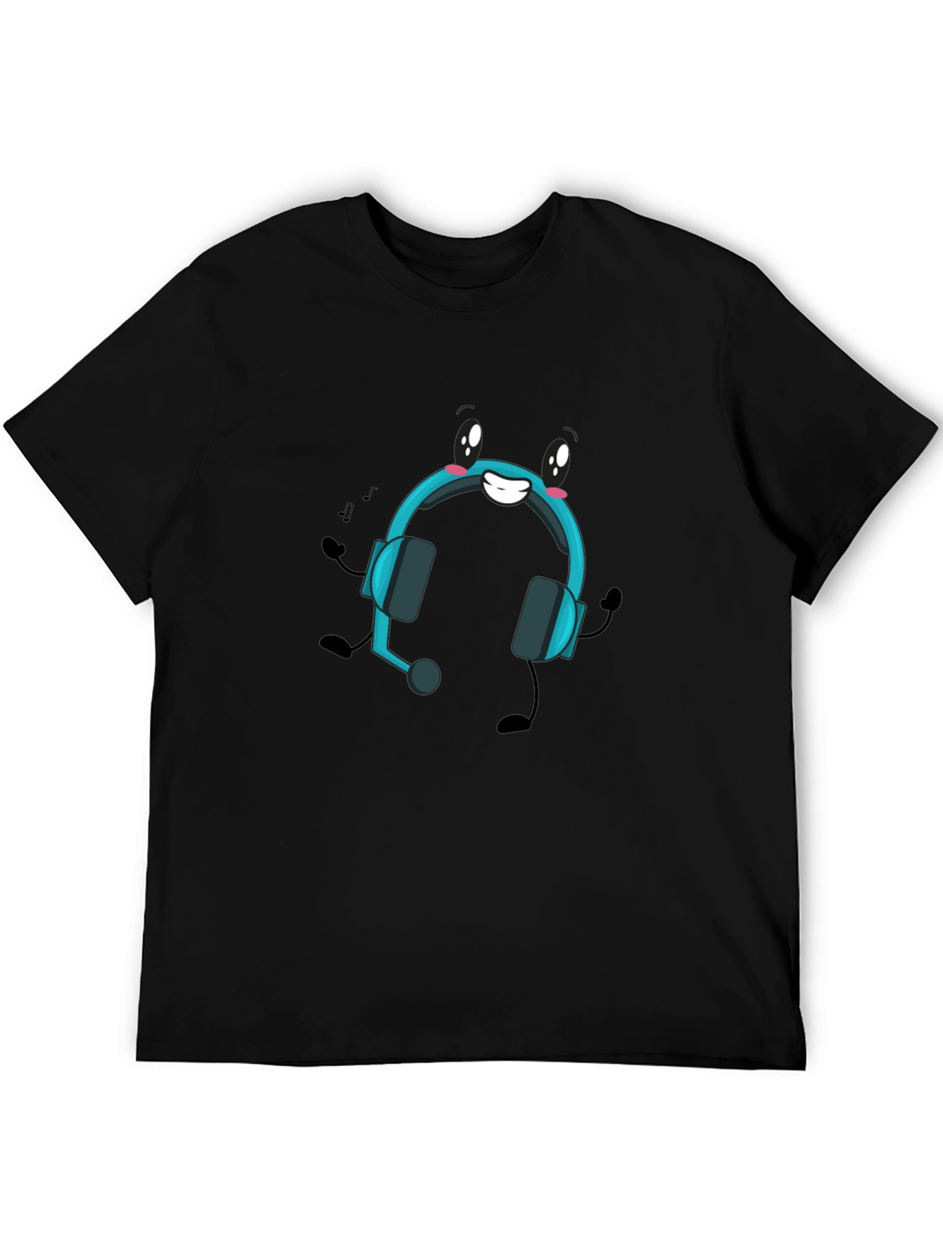 Cartoon Headphone Black T-Shirt
