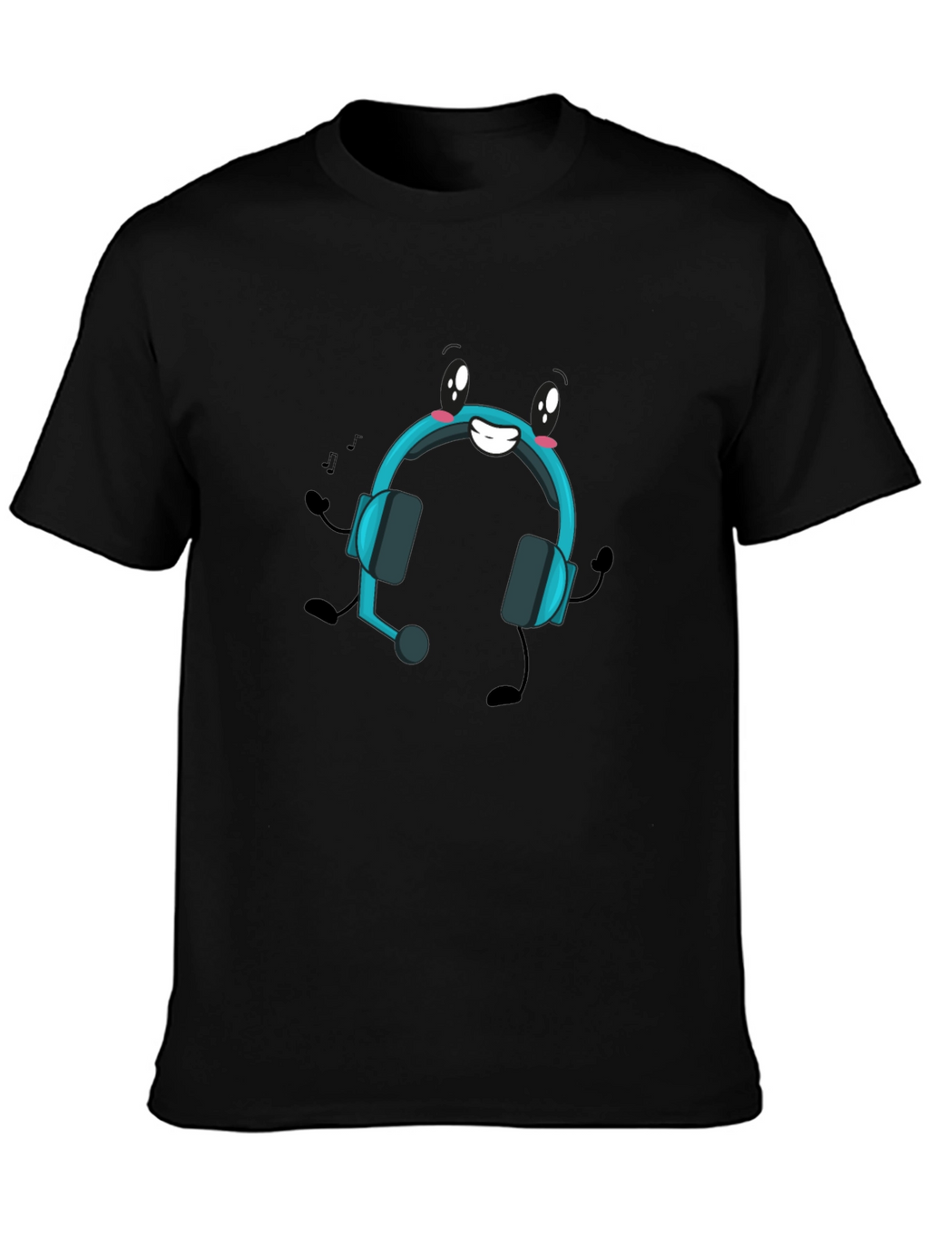 Cartoon Headphone Black T-Shirt
