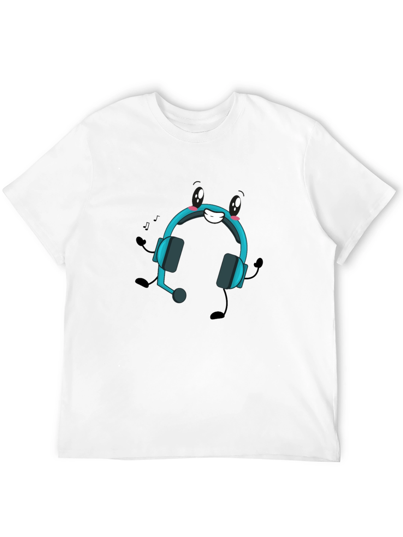 Cartoon Headphone Black T-Shirt