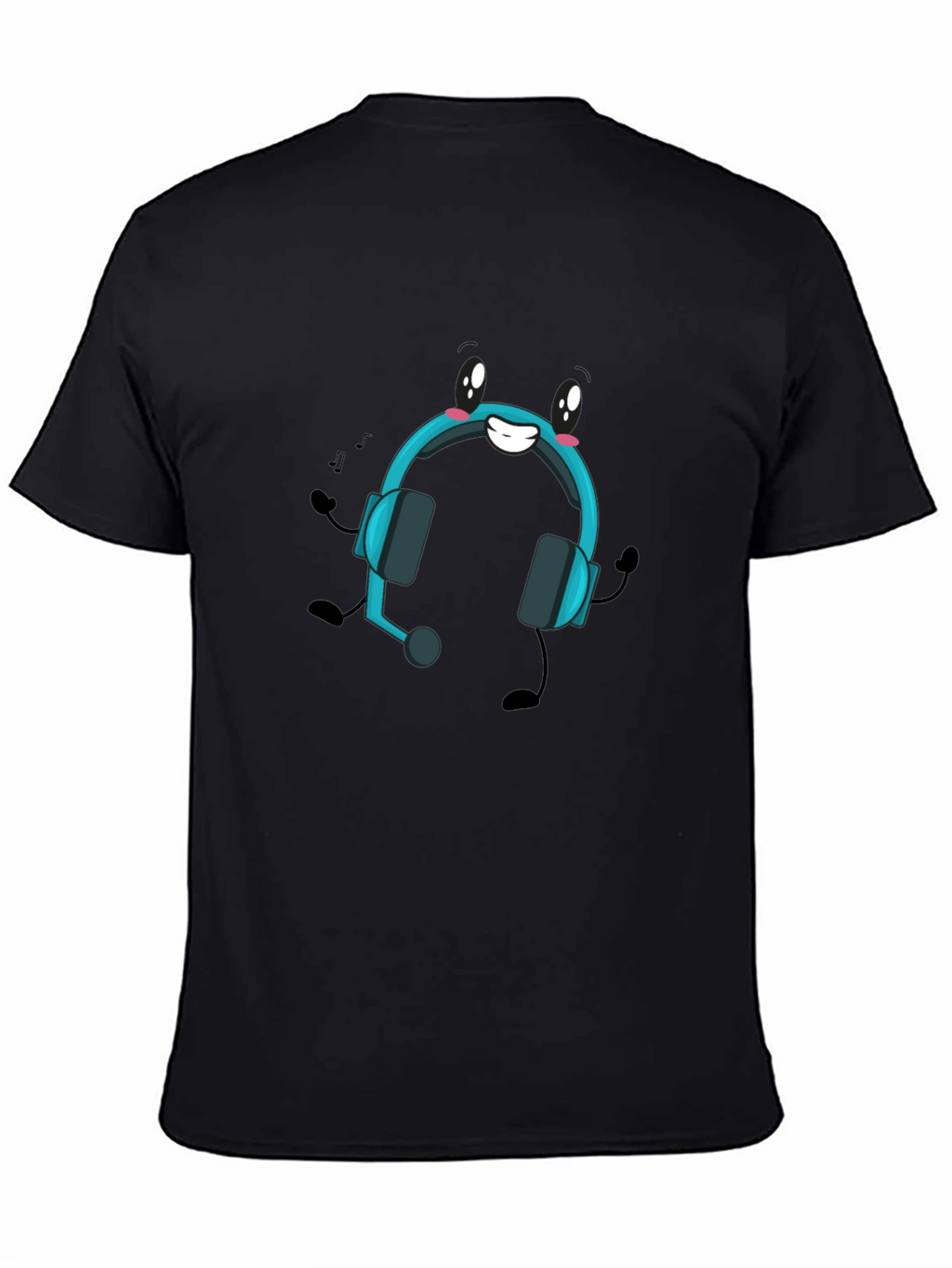 Cartoon Headphone Black T-Shirt