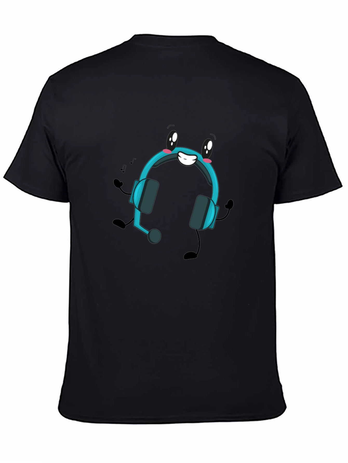Cartoon Headphone Black T-Shirt