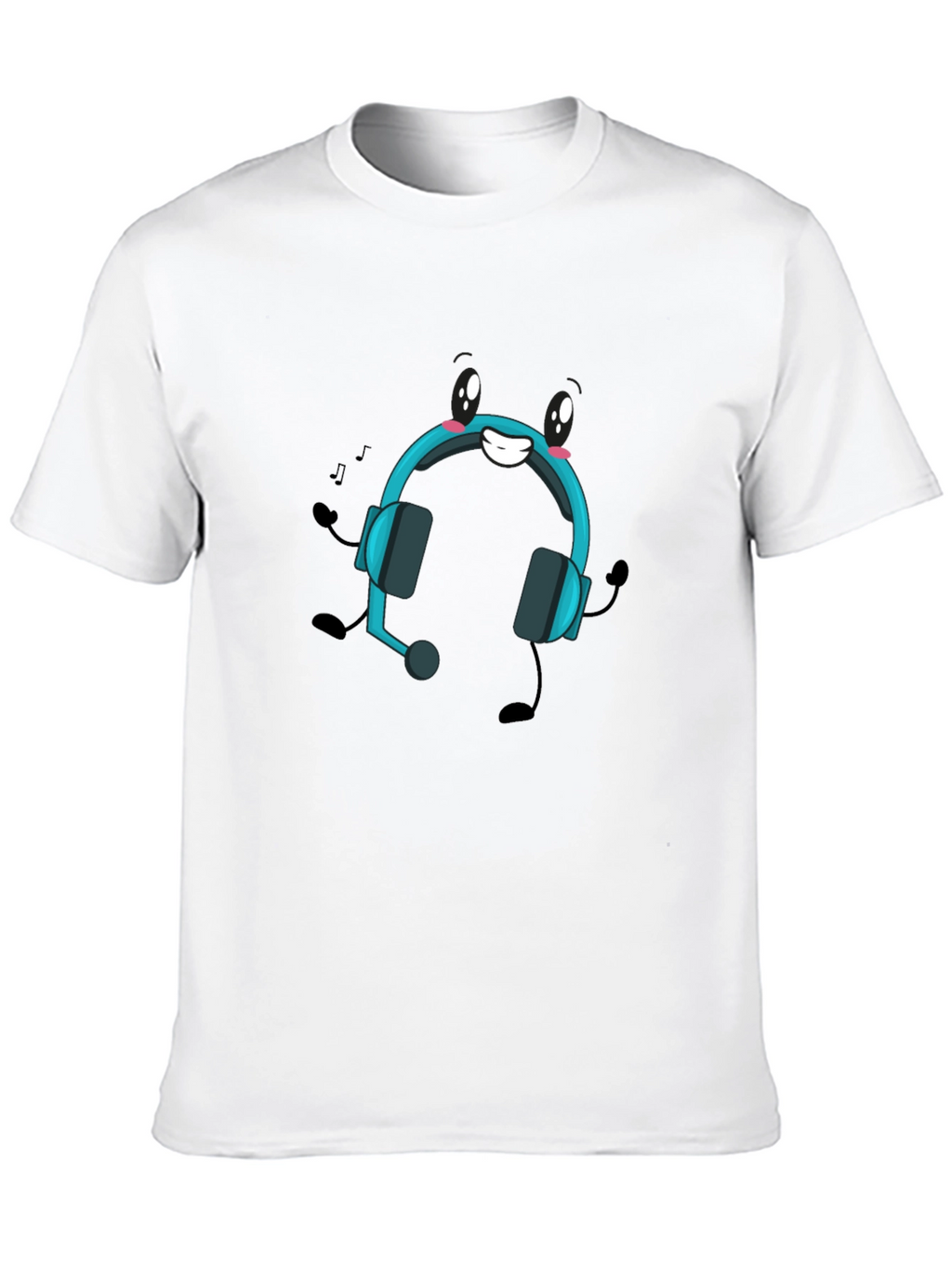 Cartoon Headphone Black T-Shirt