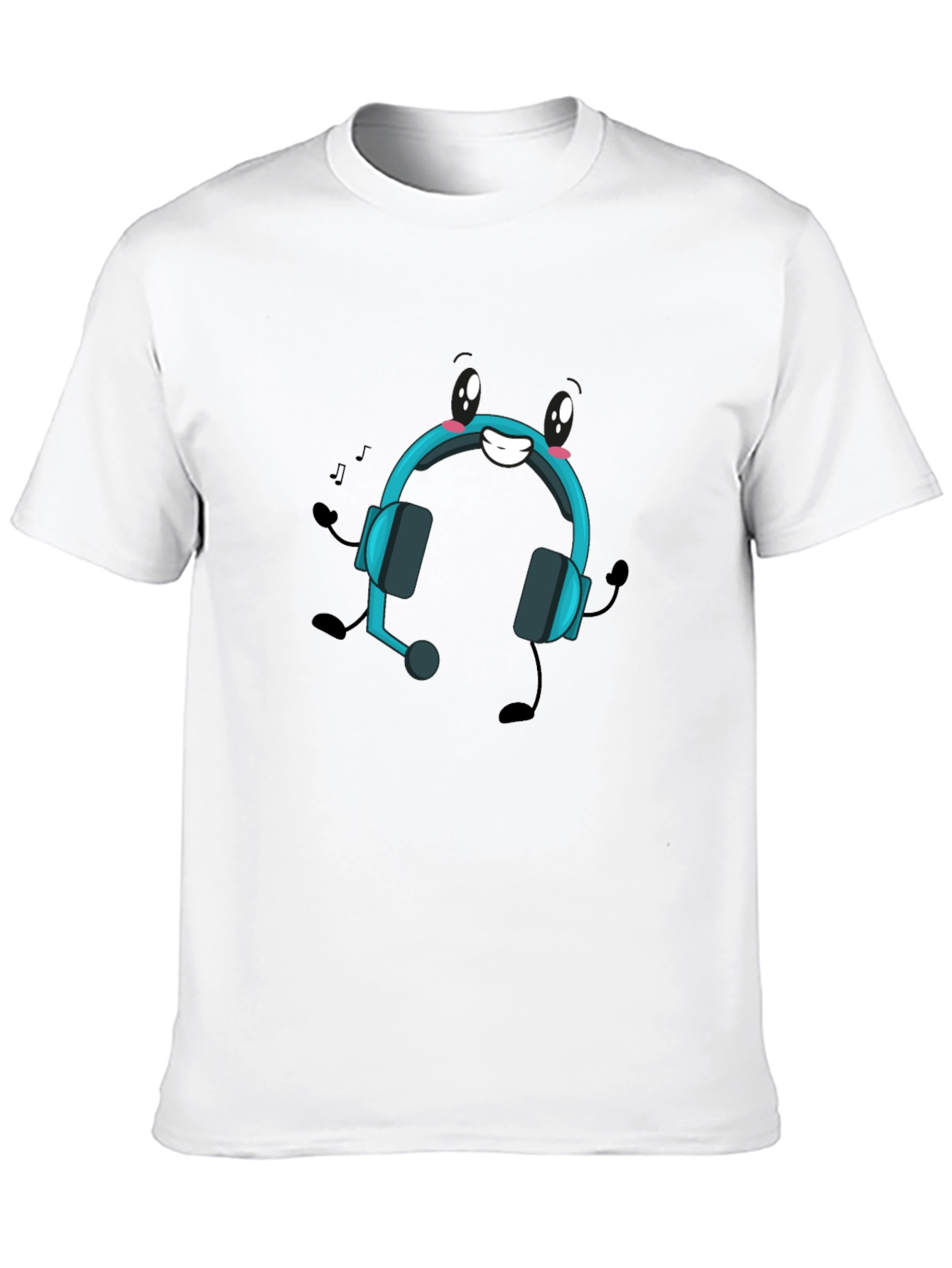 Cartoon Headphone Black T-Shirt