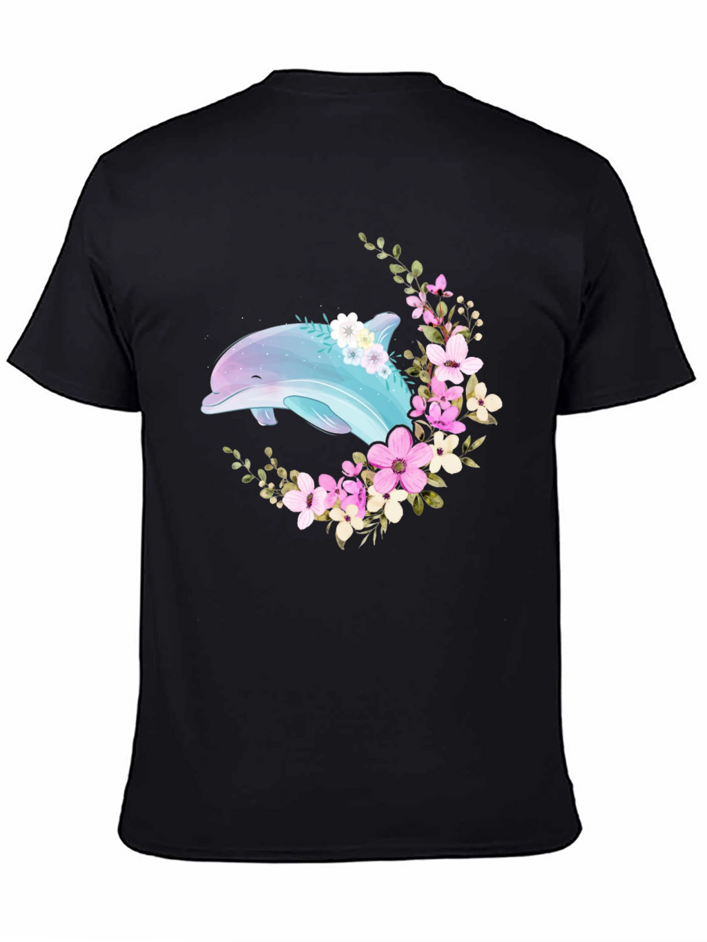 Dolphin Floral T-Shirt - Black