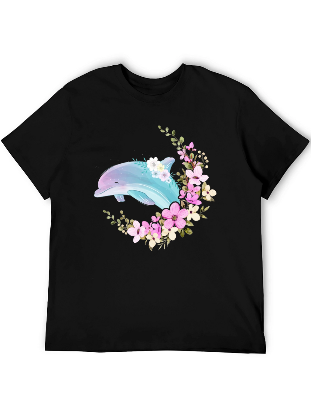 Dolphin Floral T-Shirt - Black