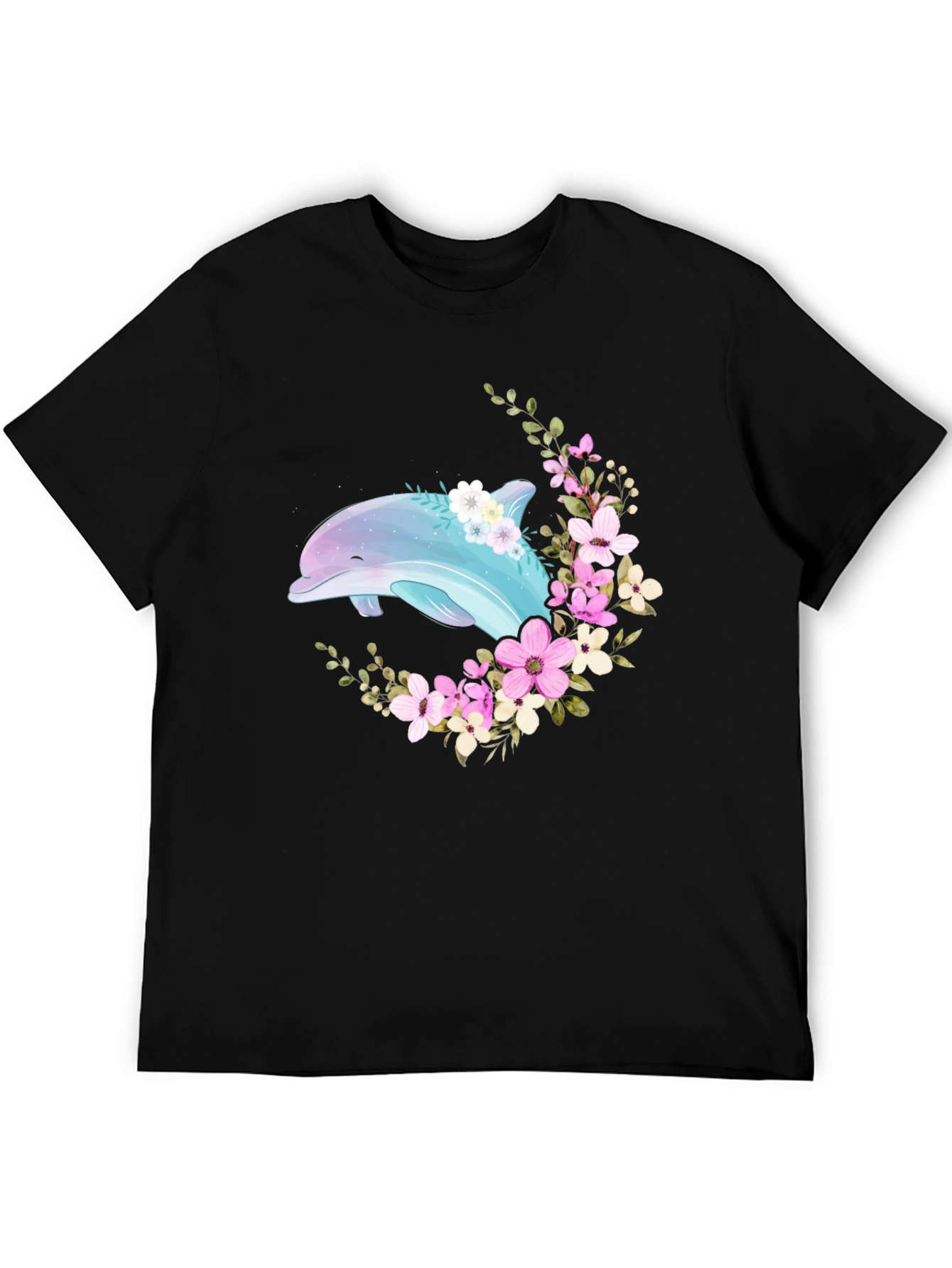 Dolphin Floral T-Shirt - Black