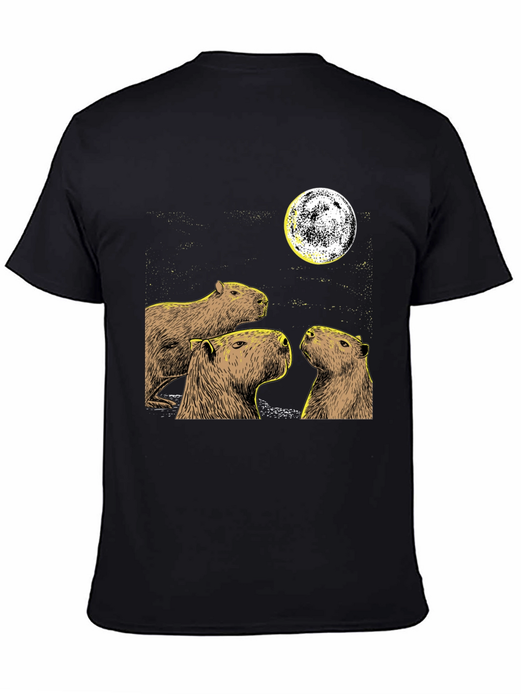 Capybara Moon Black T-Shirt
