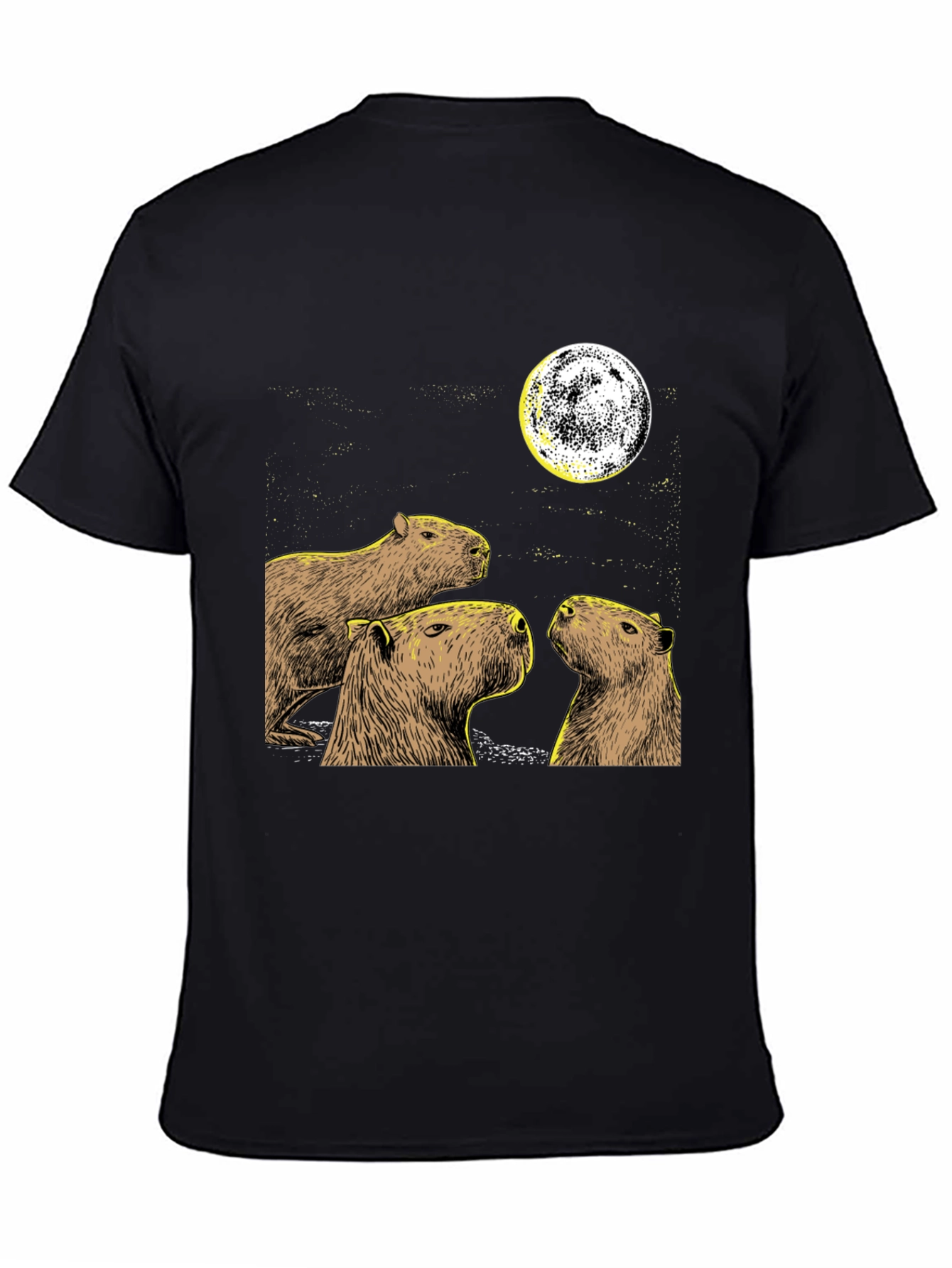 Capybara Moon Black T-Shirt