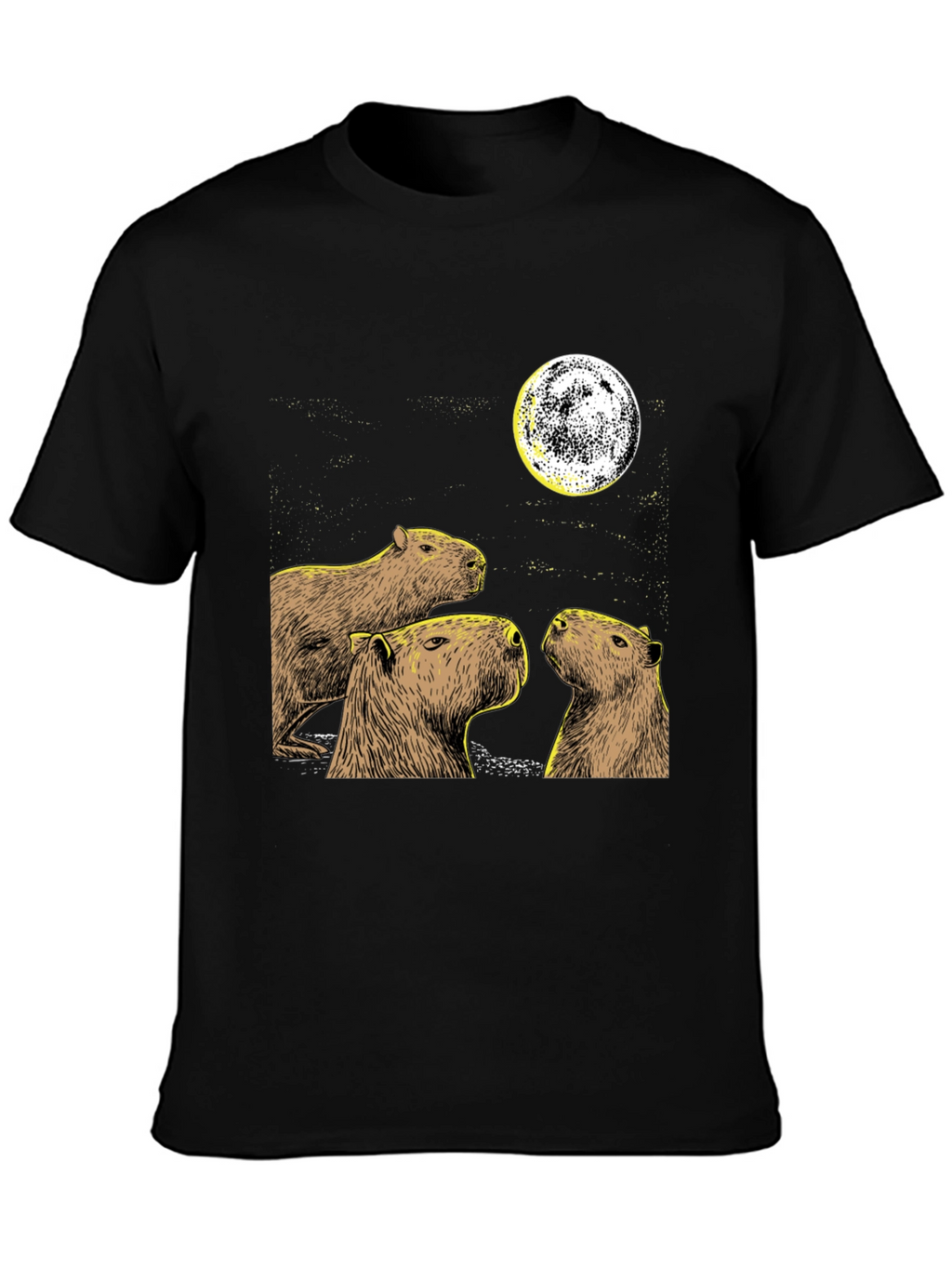 Capybara Moon Black T-Shirt