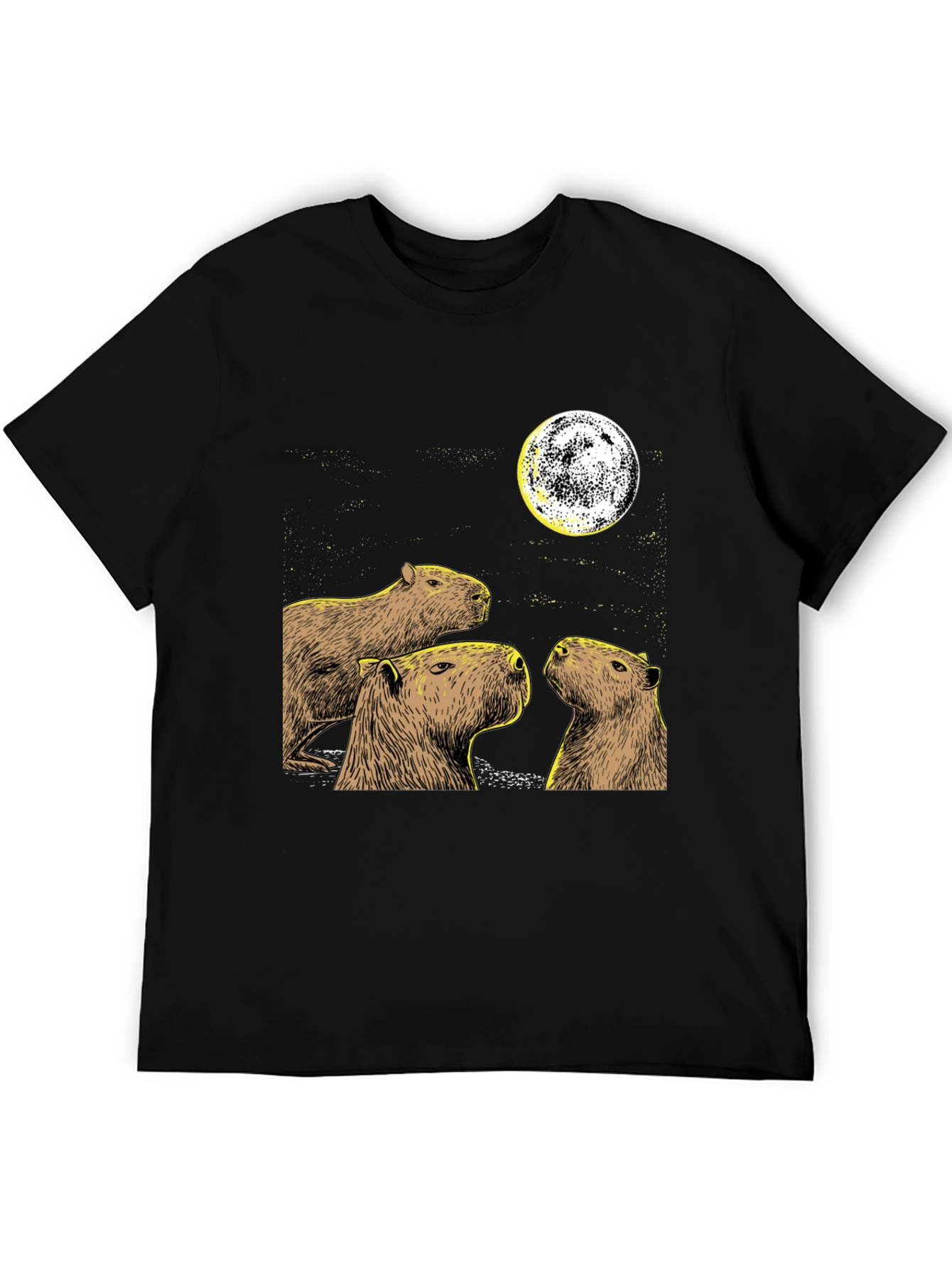 Capybara Moon Black T-Shirt