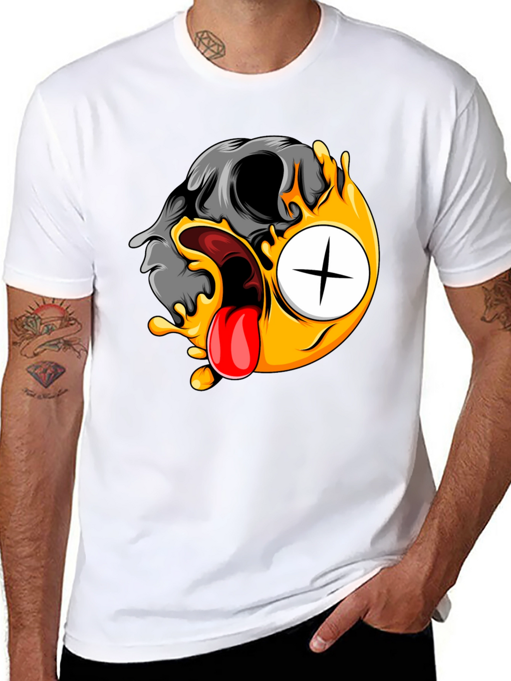 Skull Emoji Graphic Tee - Black