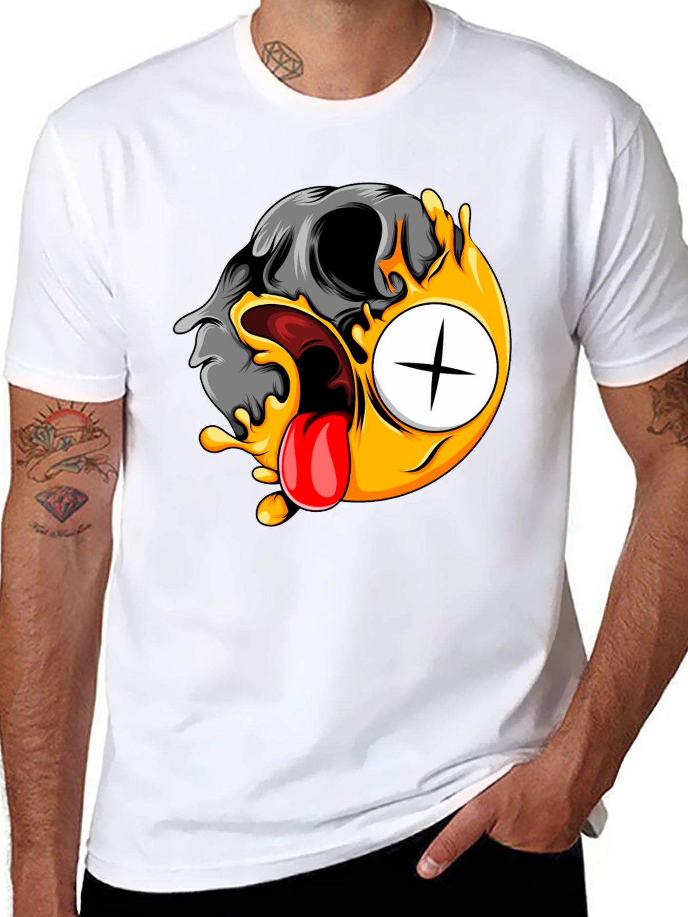 Skull Emoji Graphic Tee - Black