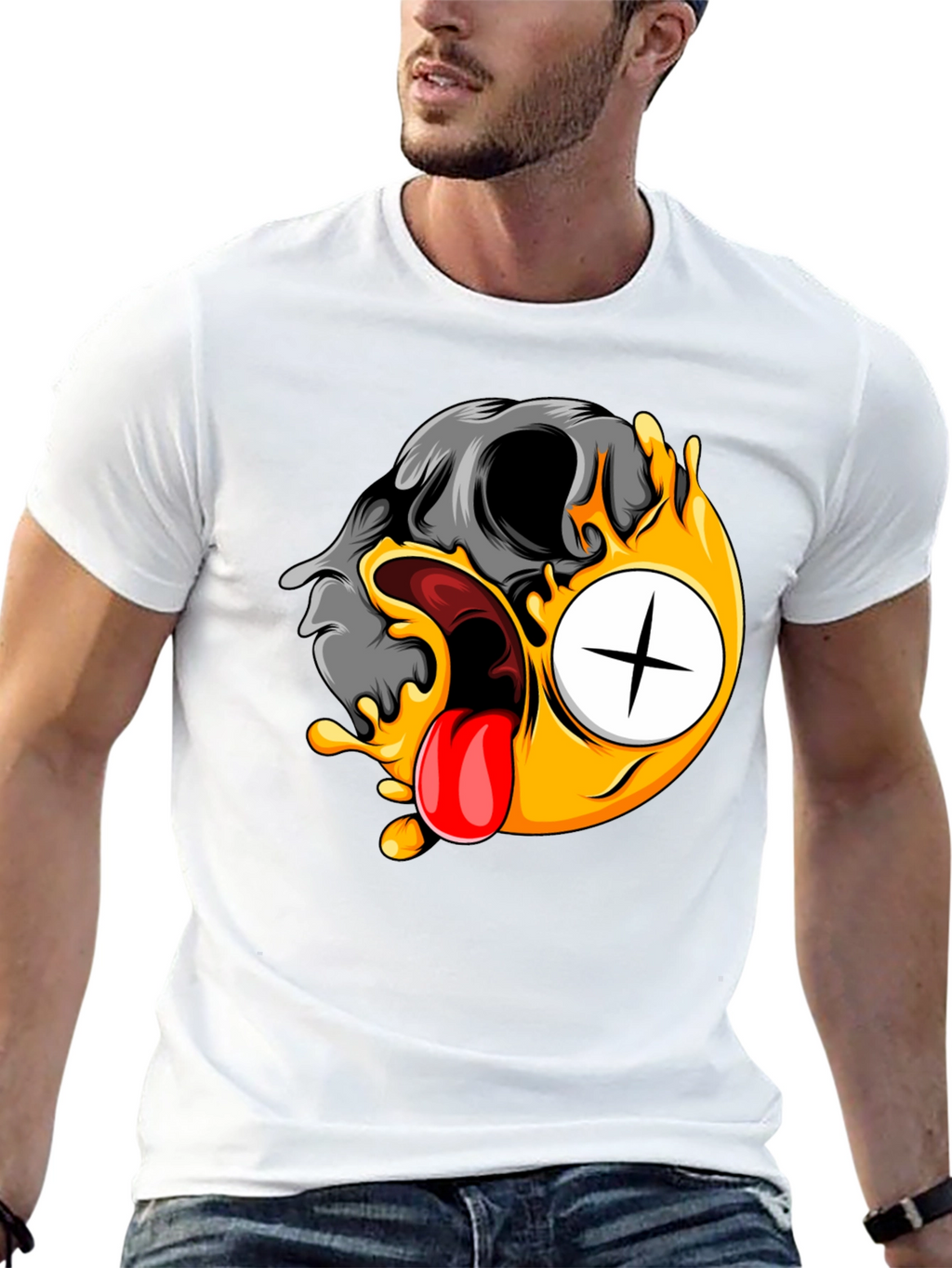 Skull Emoji Graphic Tee - Black