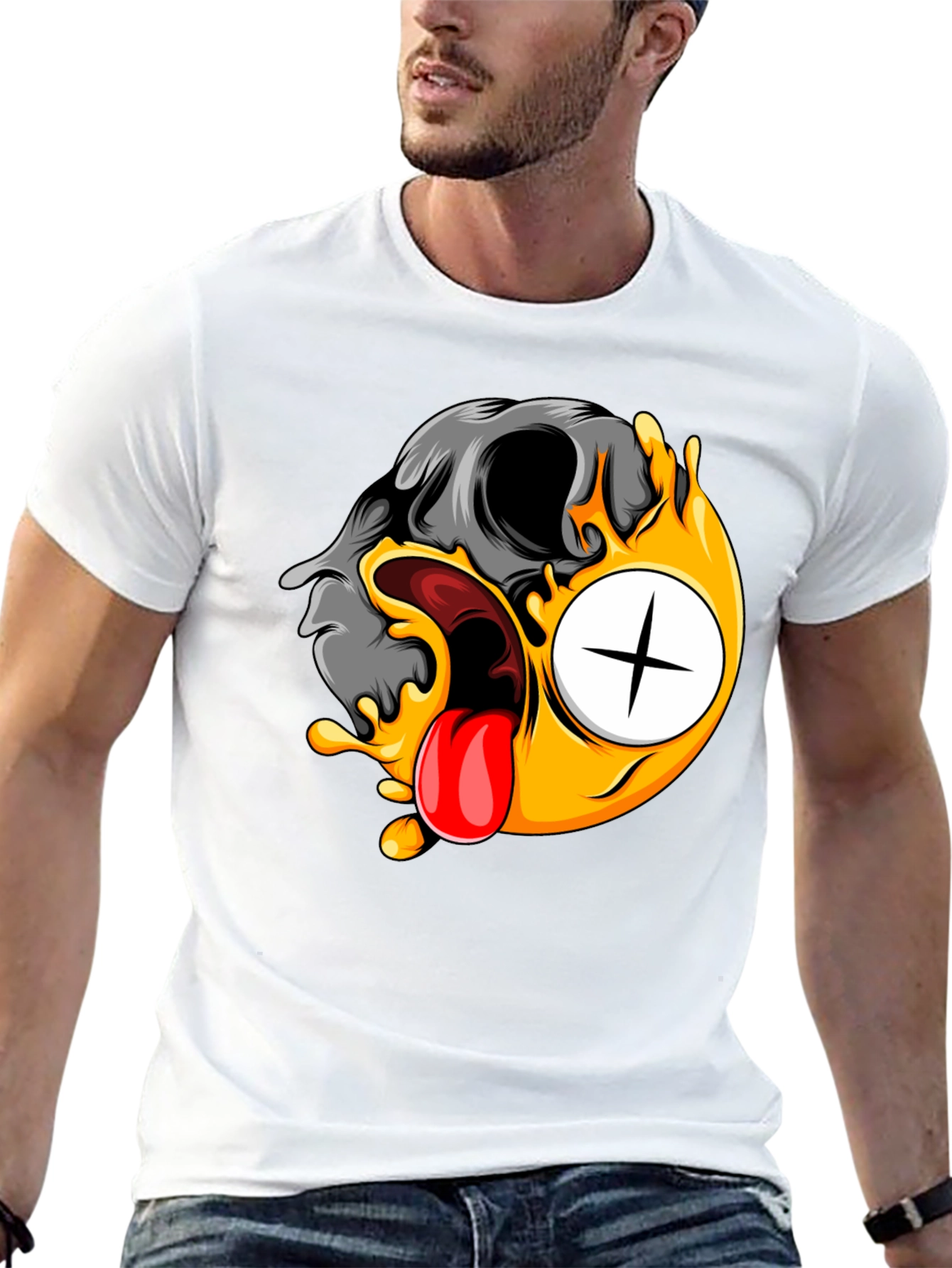 Skull Emoji Graphic Tee - Black