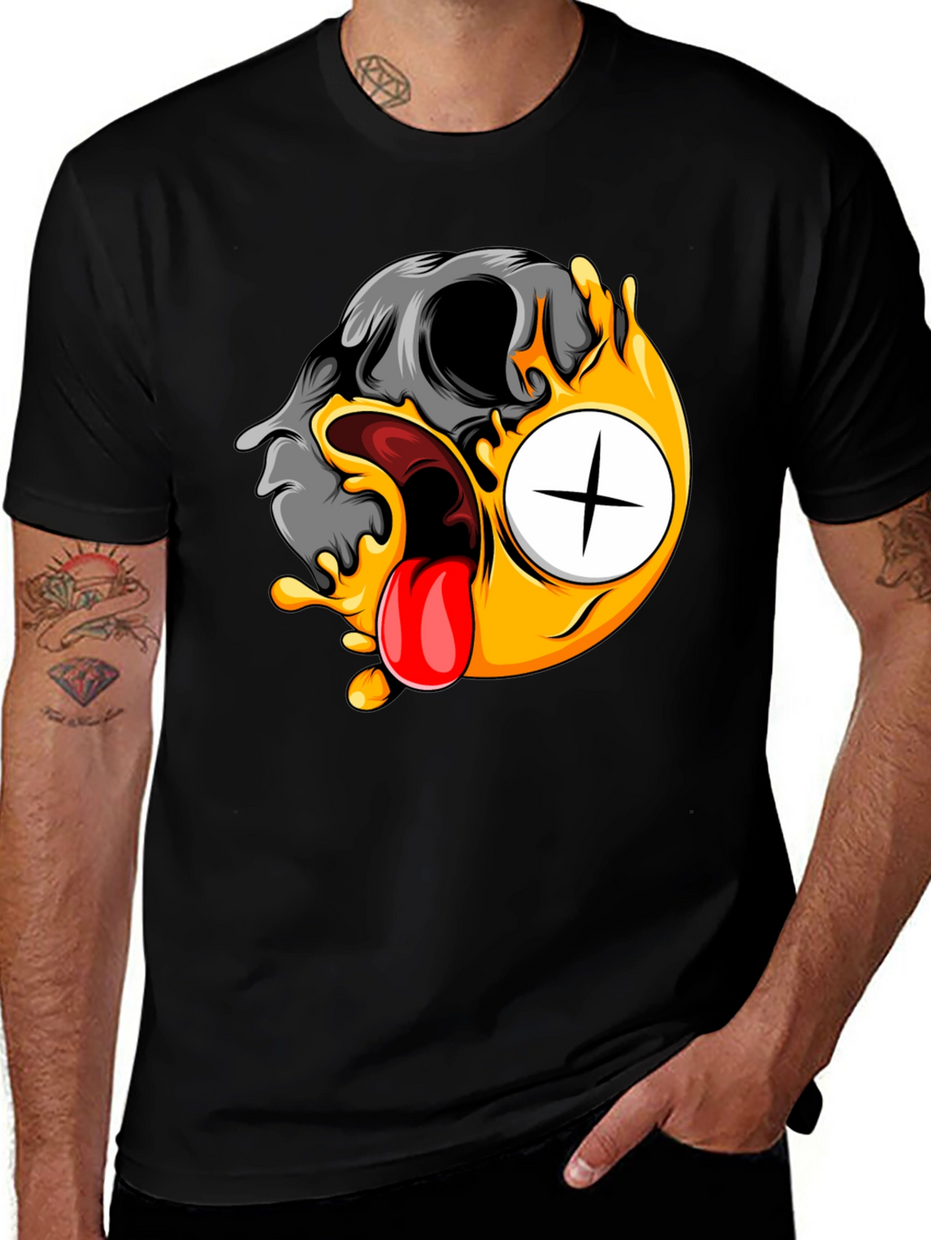 Skull Emoji Graphic Tee - Black