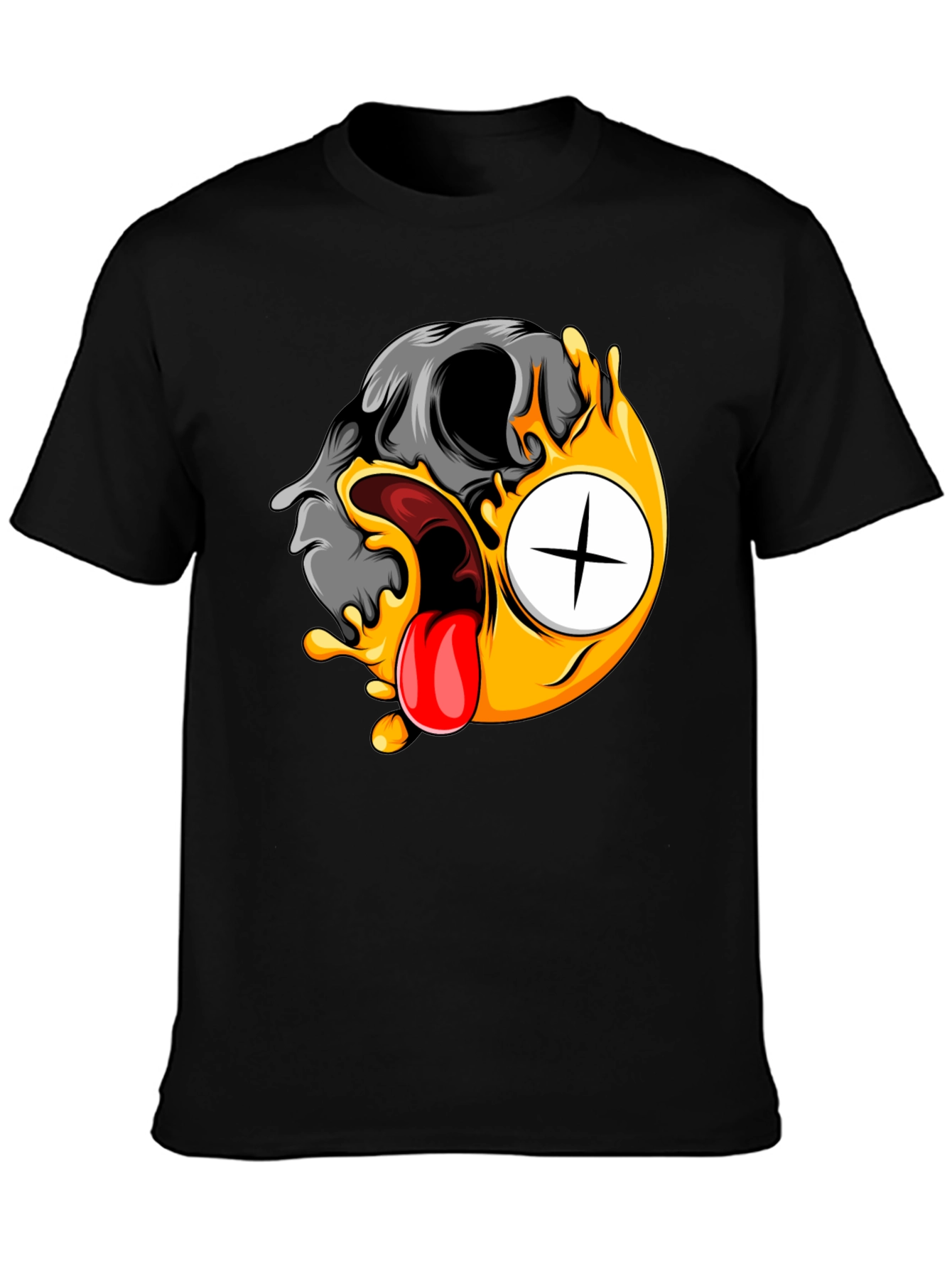 Skull Emoji Graphic Tee - Black