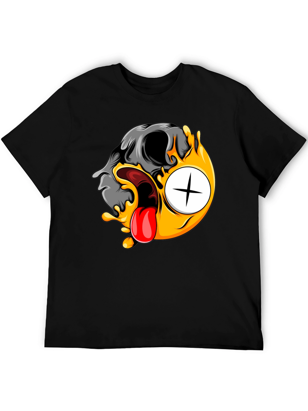 Skull Emoji Graphic Tee - Black