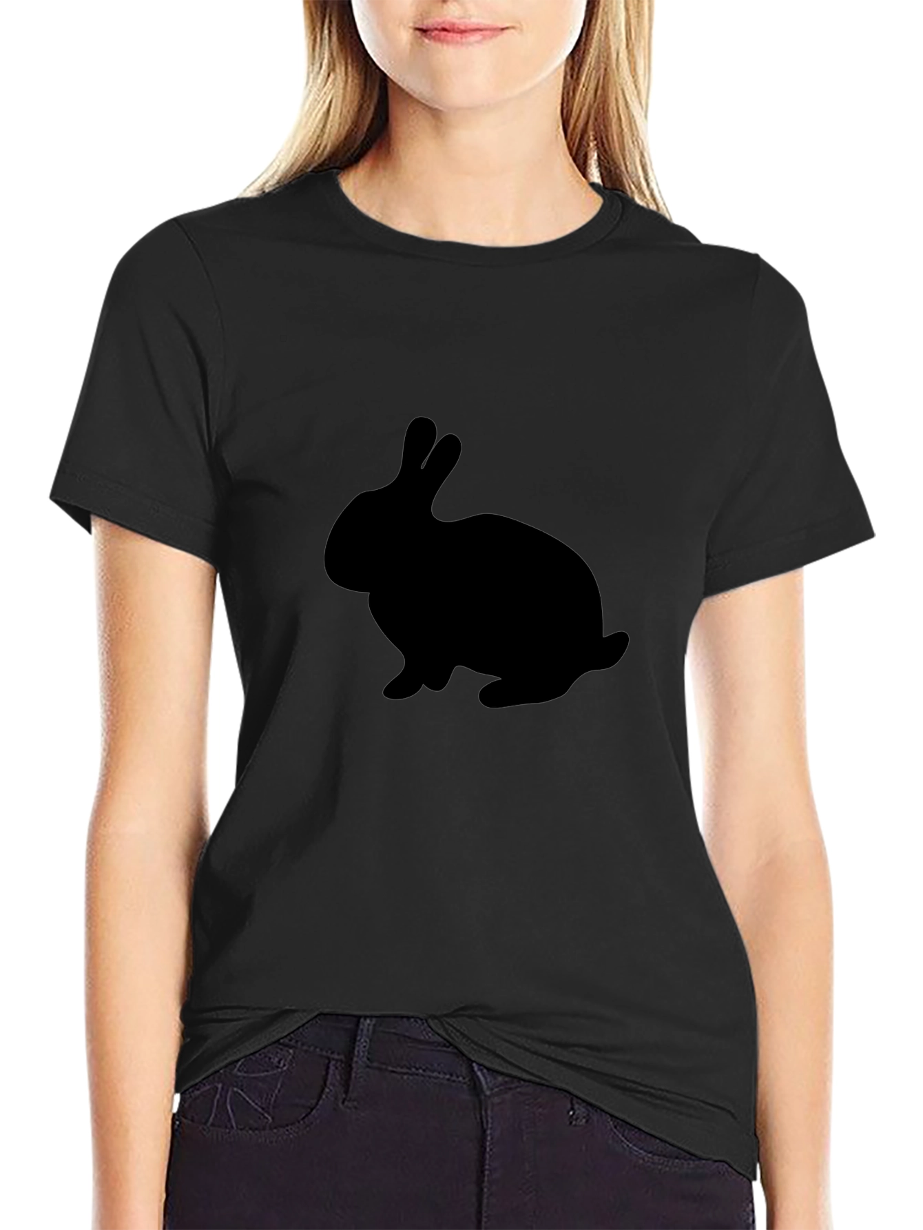 Black Rabbit Silhouette Graphic T-Shirt