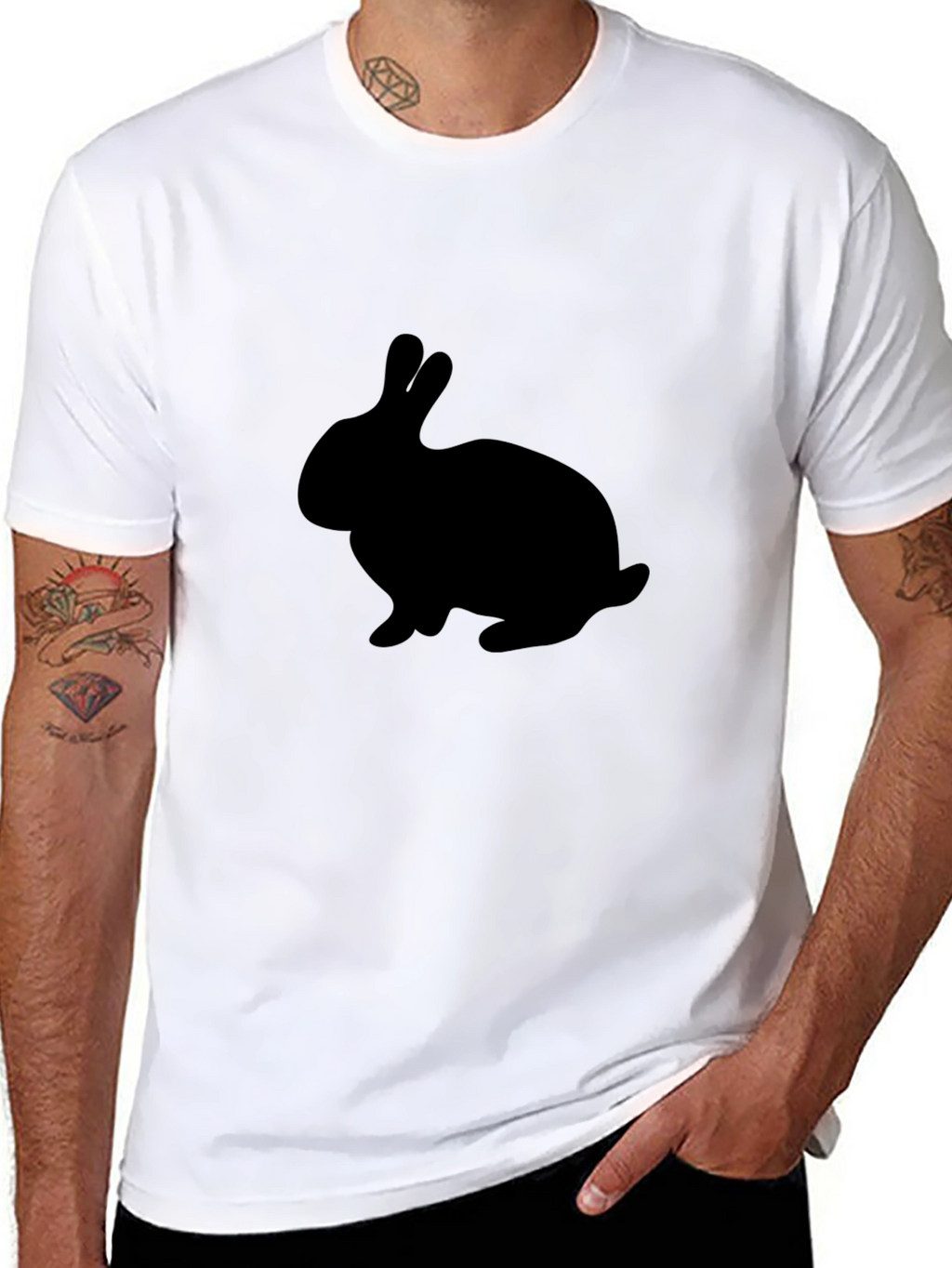 Black Rabbit Silhouette Graphic T-Shirt