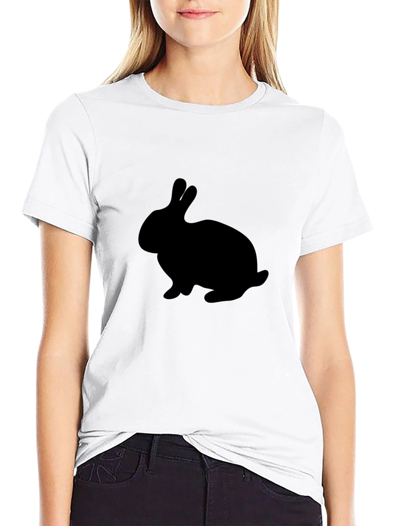 Black Rabbit Silhouette Graphic T-Shirt