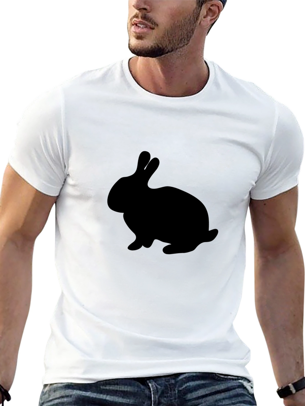 Black Rabbit Silhouette Graphic T-Shirt
