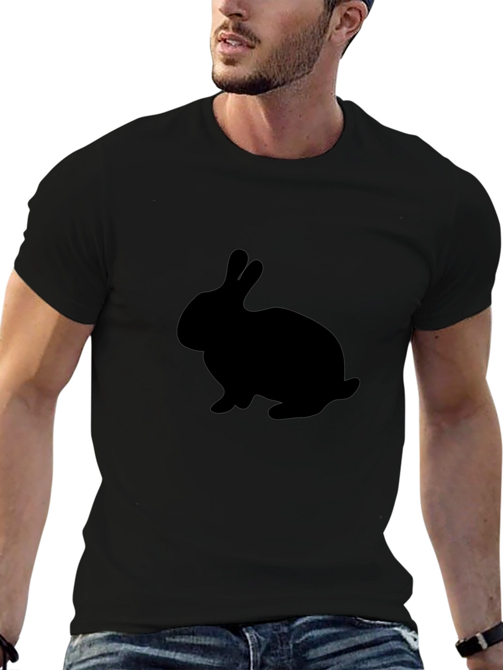 Black Rabbit Silhouette Graphic T-Shirt