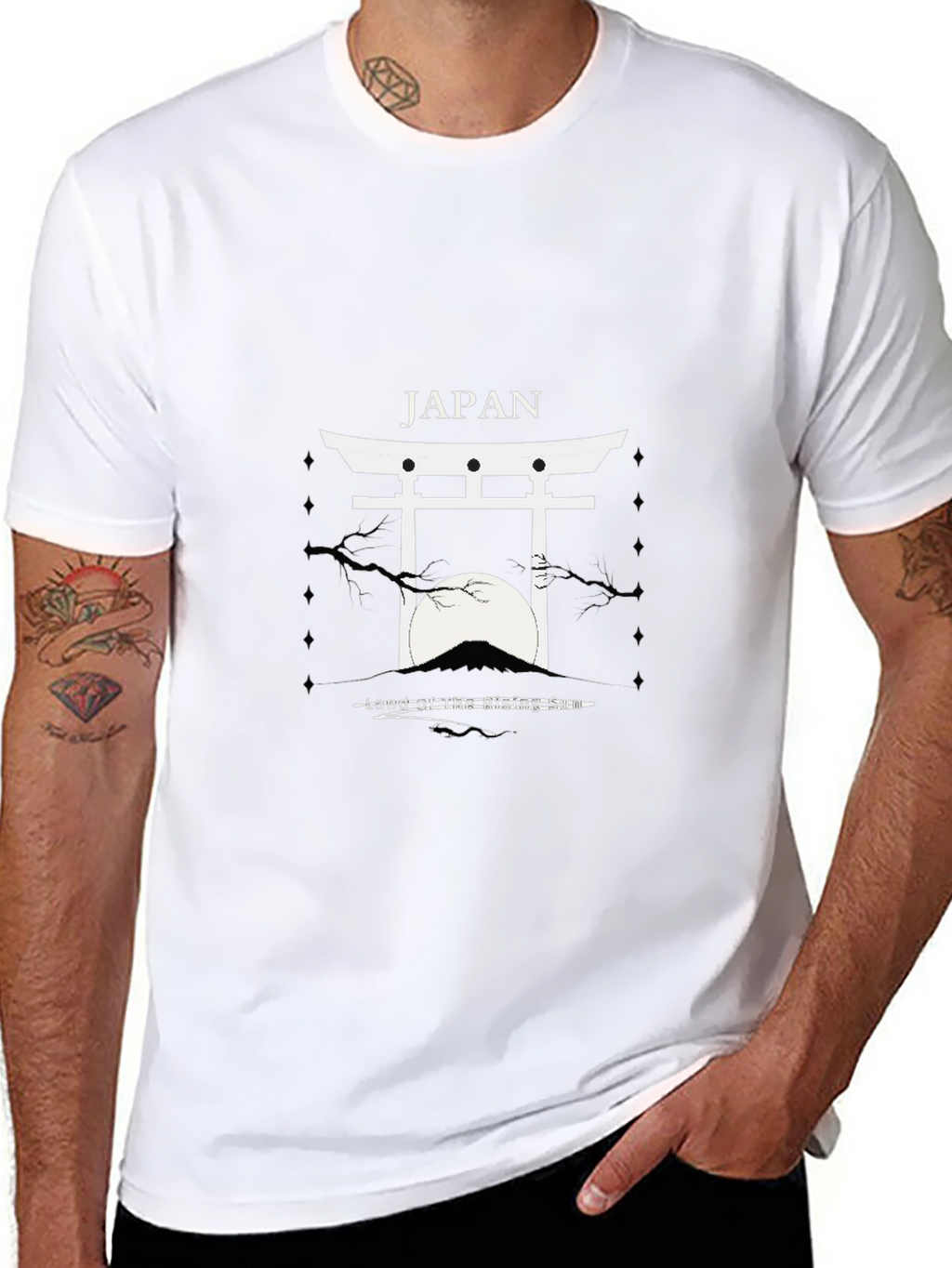 Japan Torii Gate T-Shirt Black Cotton Graphic Tee