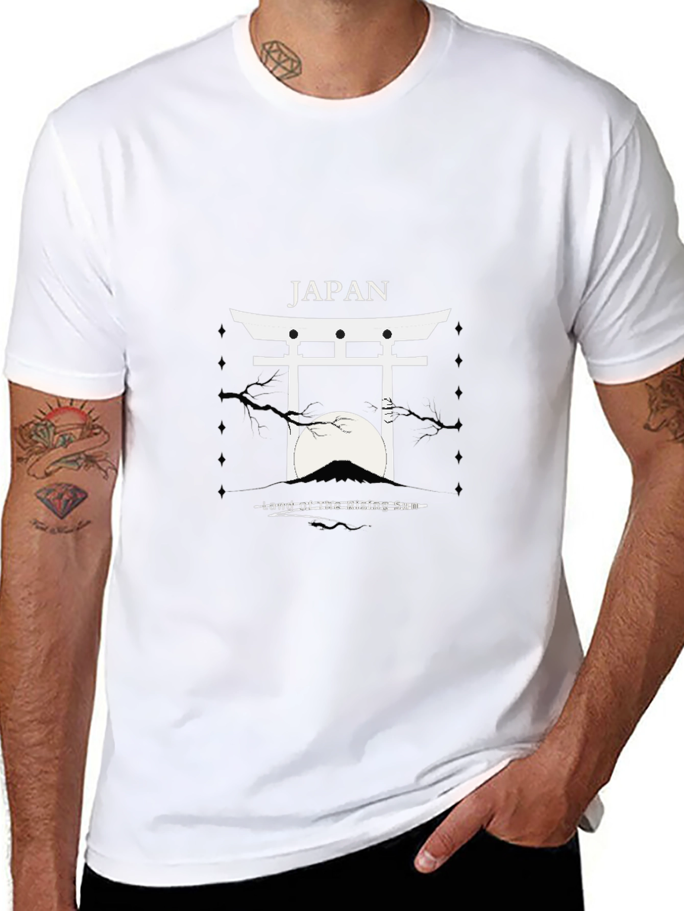 Japan Torii Gate T-Shirt Black Cotton Graphic Tee