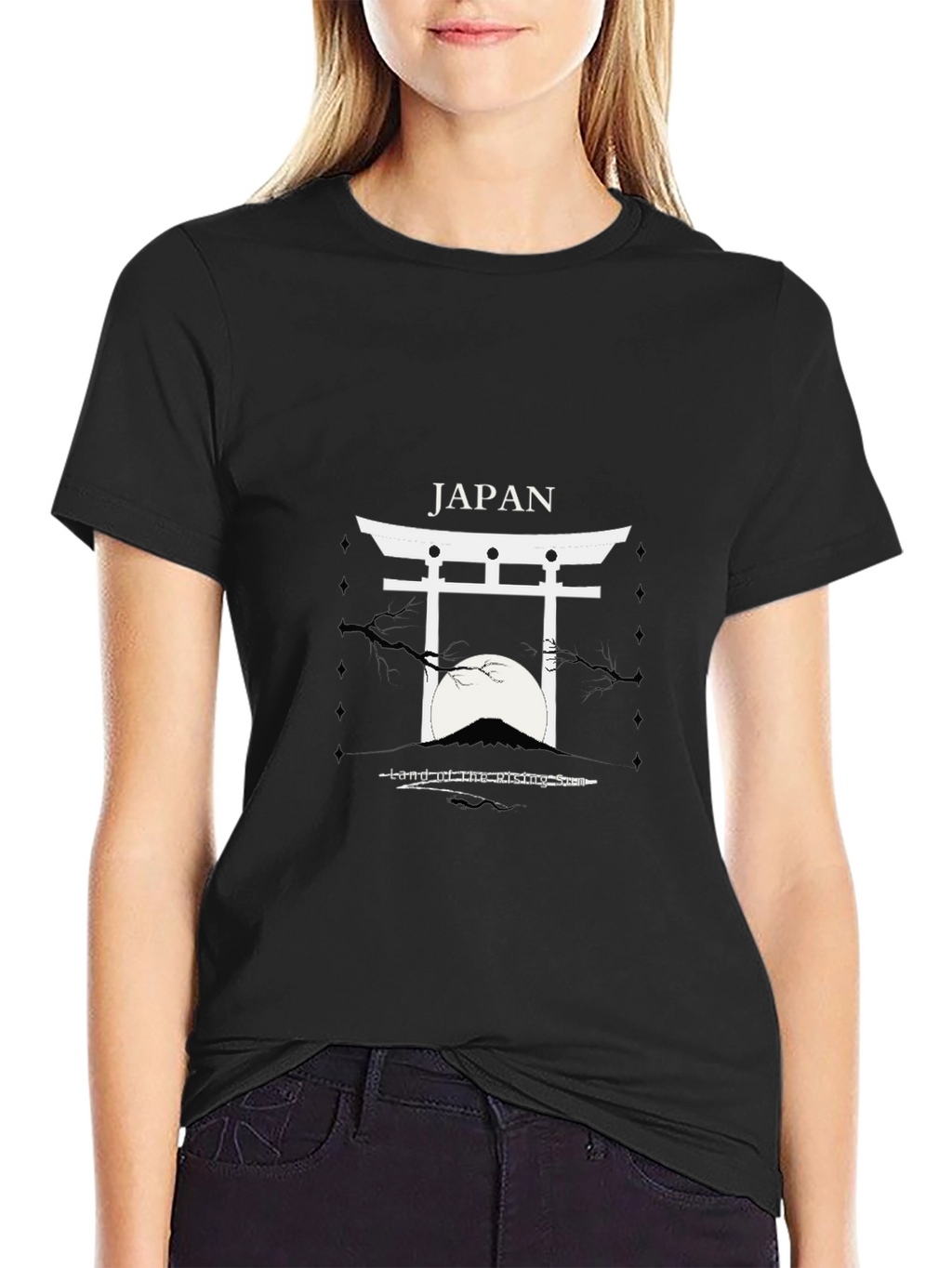Japan Torii Gate T-Shirt Black Cotton Graphic Tee