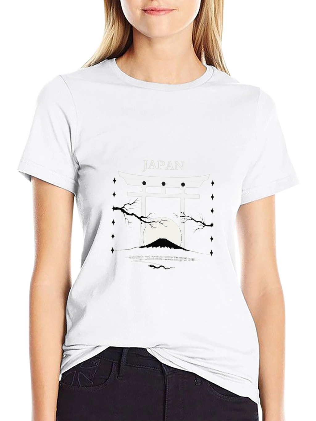 Japan Torii Gate T-Shirt Black Cotton Graphic Tee