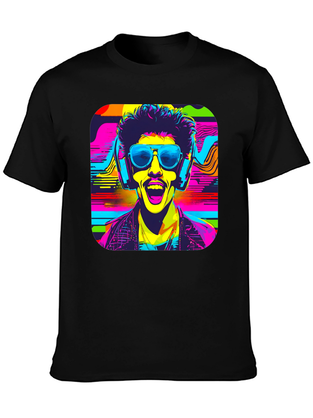 Vibrant Retro Rave Graphic T-Shirt