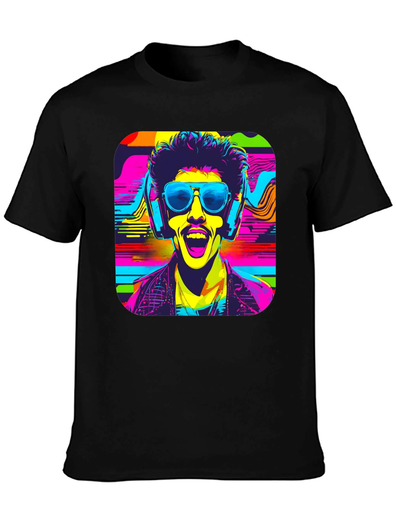 Vibrant Retro Rave Graphic T-Shirt