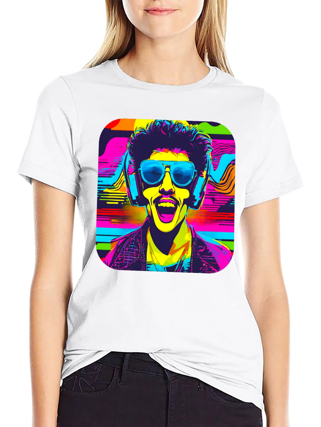 Vibrant Retro Rave Graphic T-Shirt