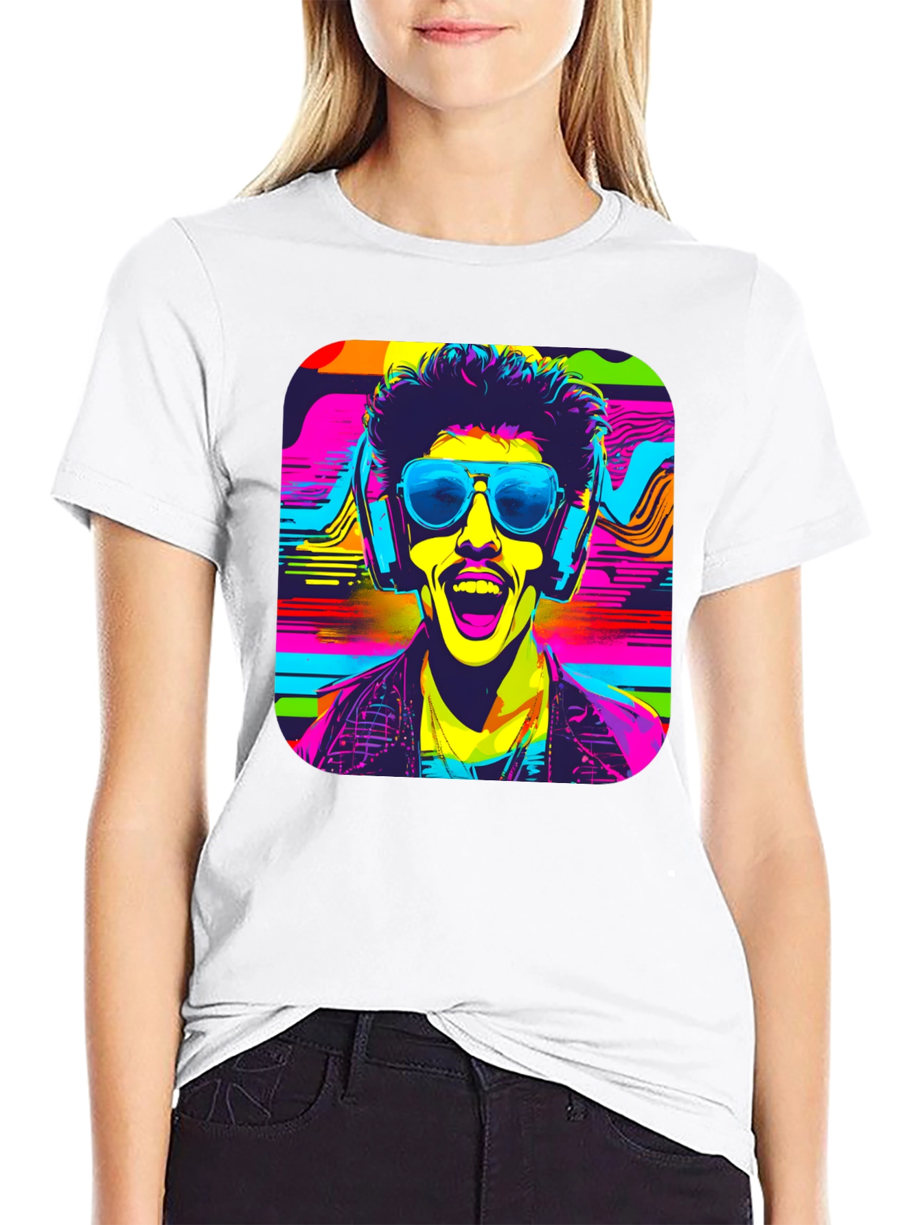 Vibrant Retro Rave Graphic T-Shirt