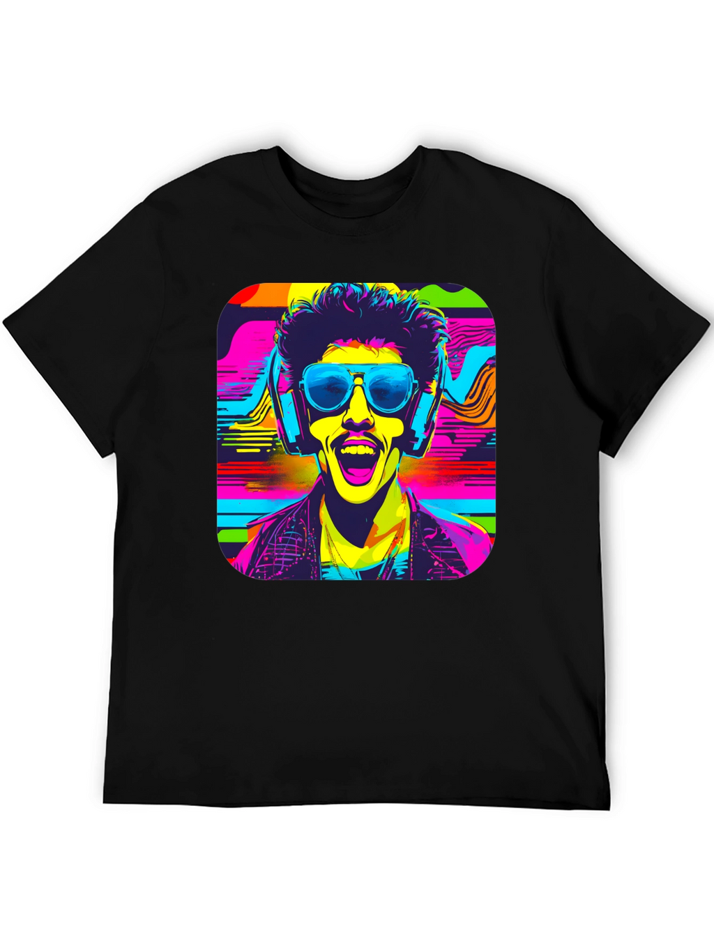 Vibrant Retro Rave Graphic T-Shirt