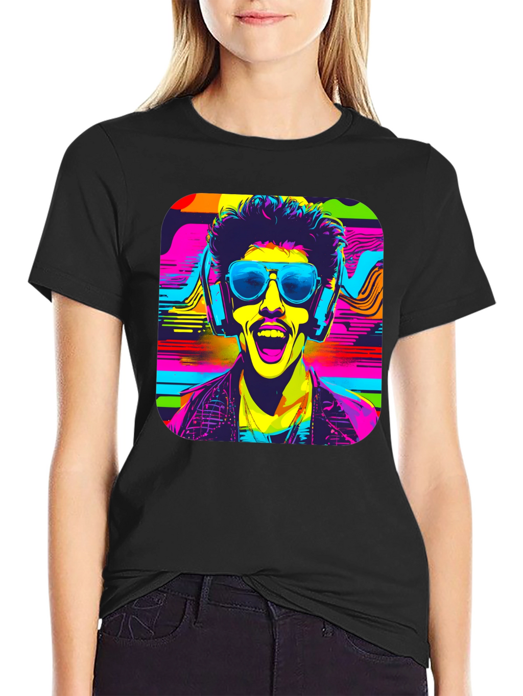 Vibrant Retro Rave Graphic T-Shirt
