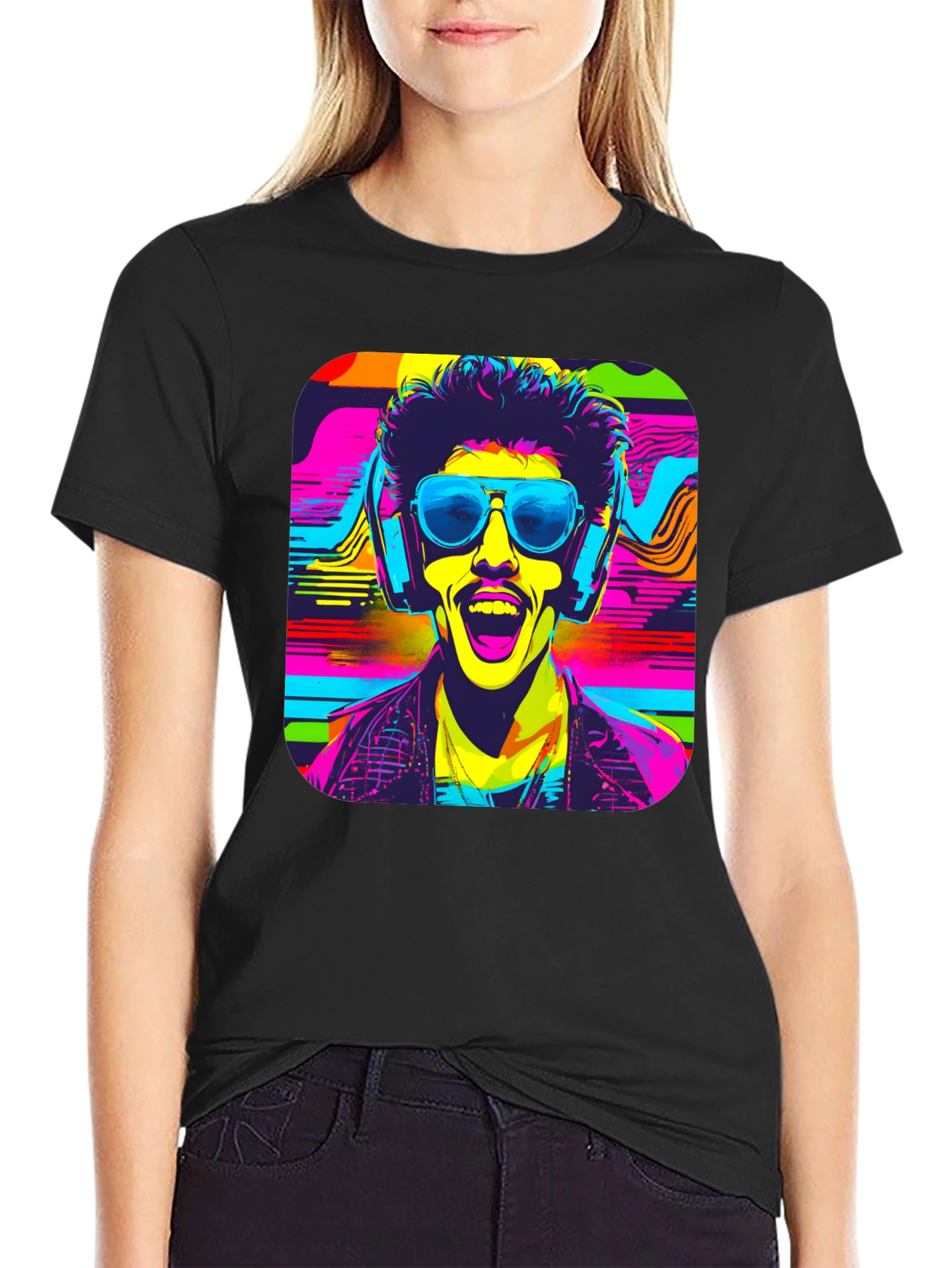 Vibrant Retro Rave Graphic T-Shirt